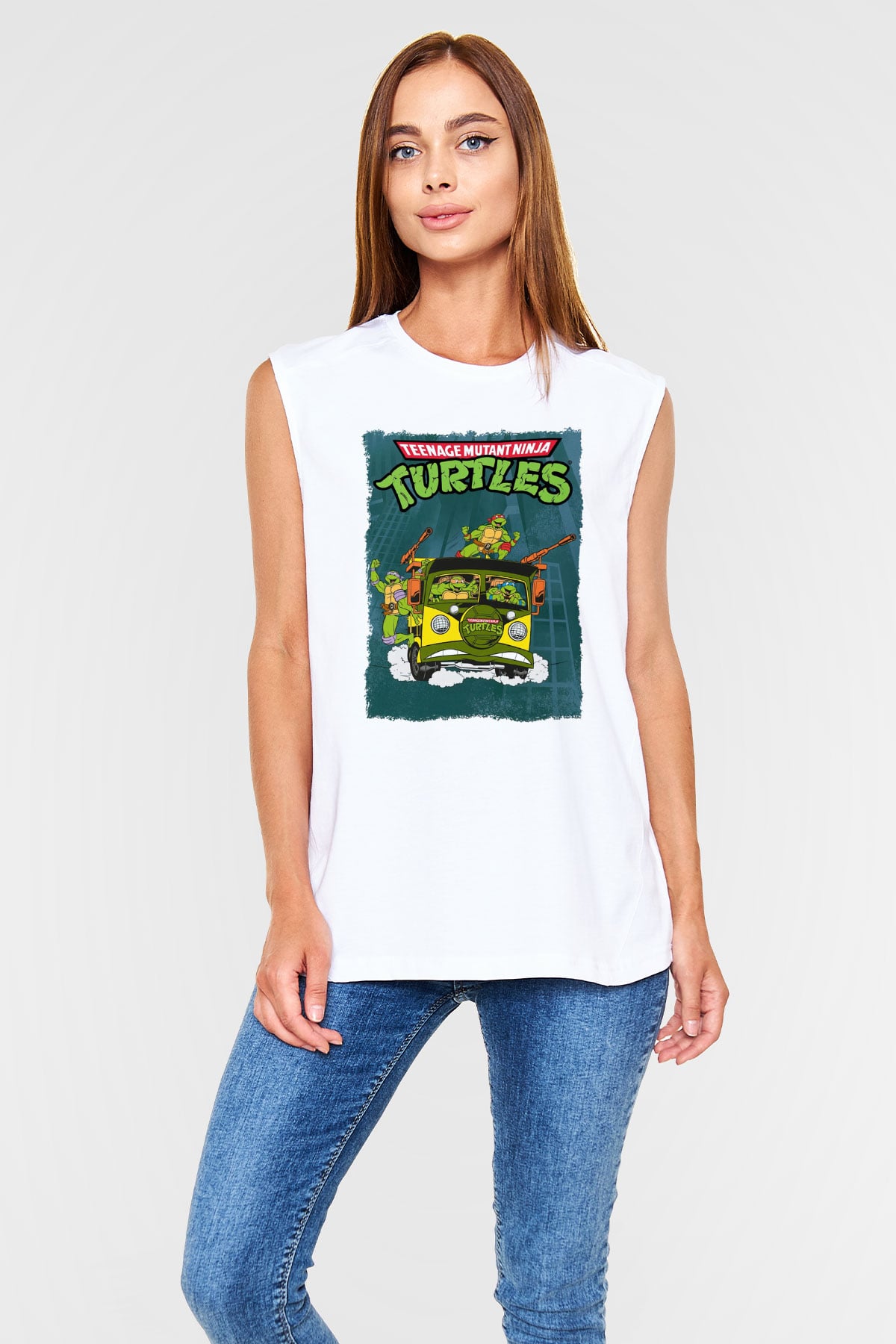 Teenage Mutant Ninja Turtles Ninja Kaplumbağalar Beyaz Unisex Kolsuz Tişört
