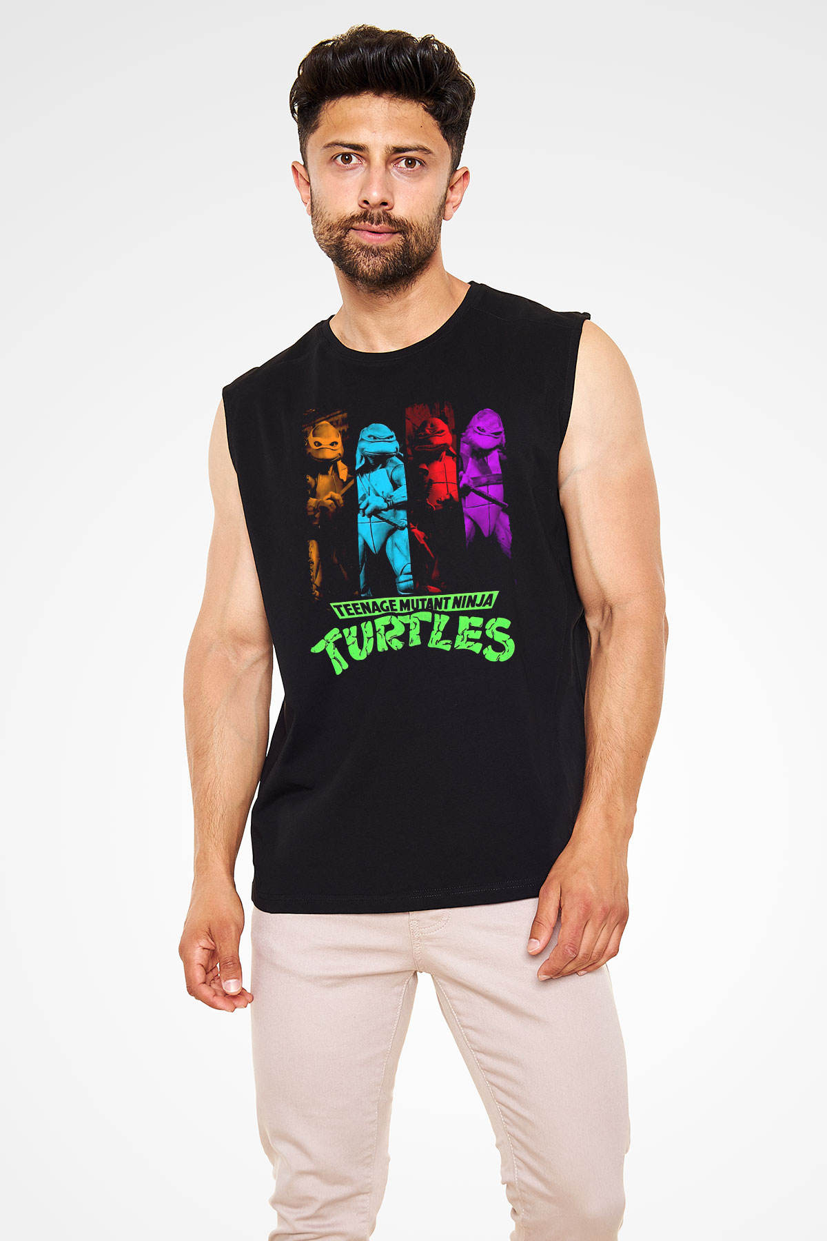 Teenage Mutant Ninja Turtles Ninja Kaplumbağalar Siyah Unisex  Kolsuz Tişört