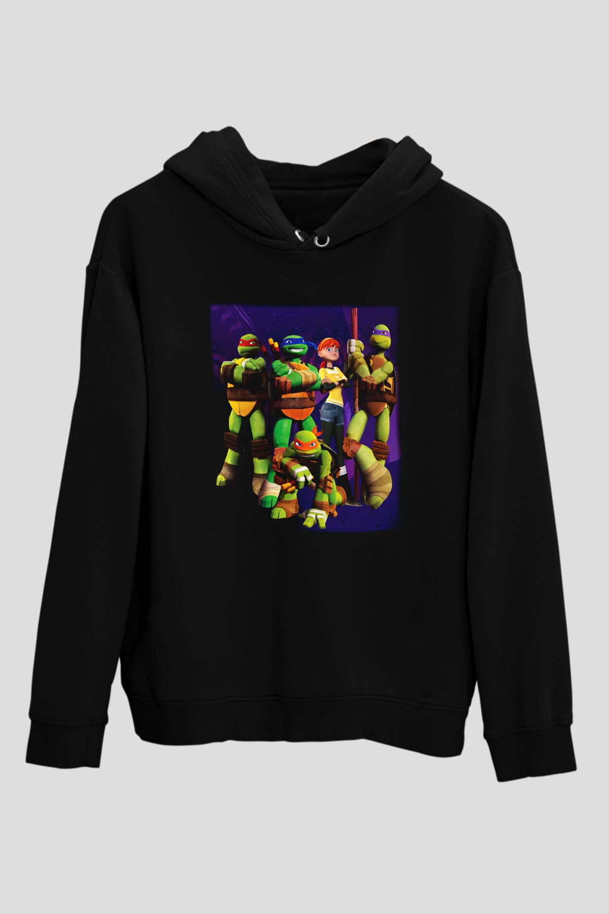 Teenage Mutant Ninja Turtles Ninja Kaplumbağalar Siyah Unisex Kapüşonlu Sweatshirt
