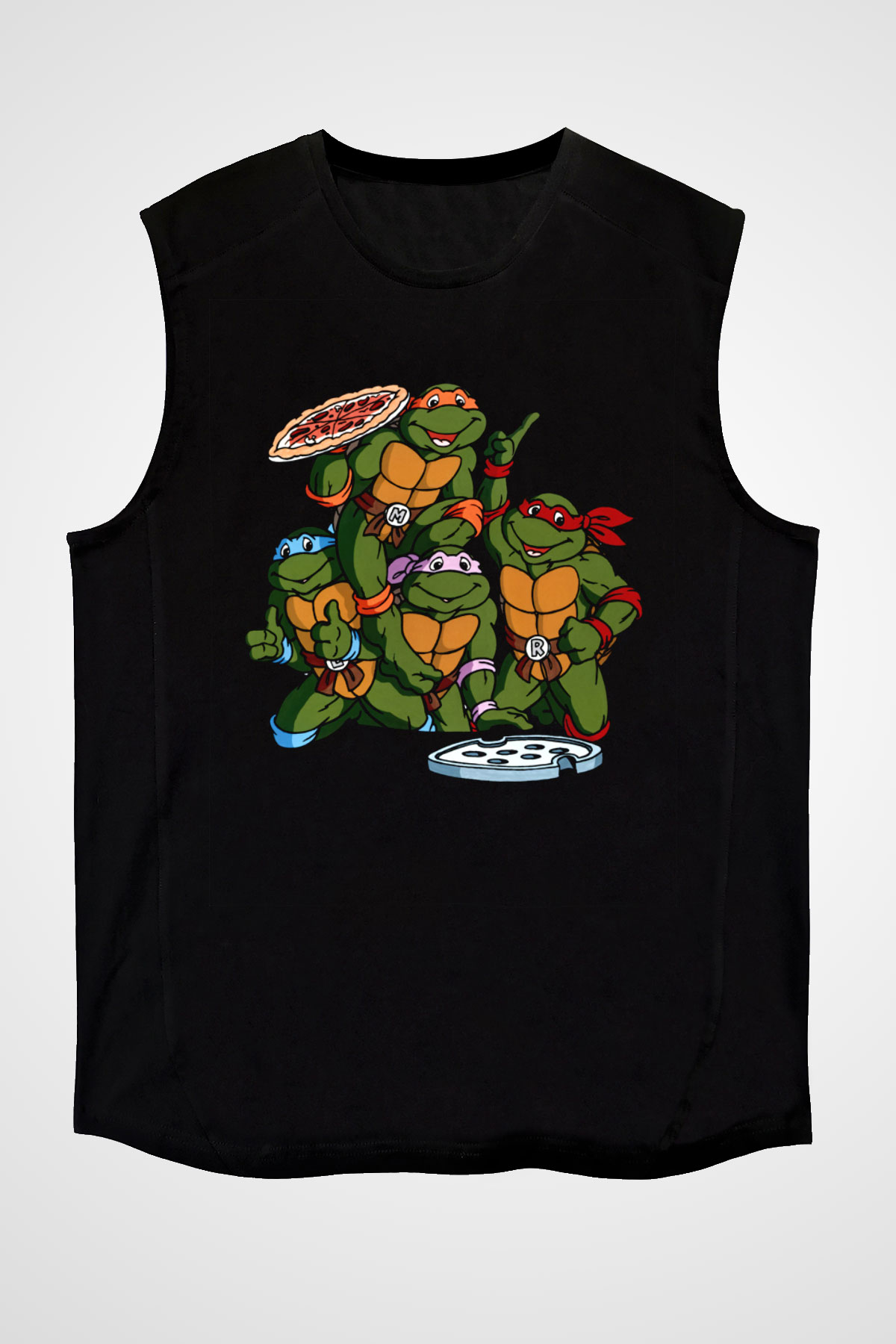 Teenage Mutant Ninja Turtles Ninja Kaplumbağalar Siyah Unisex Kolsuz Tişört