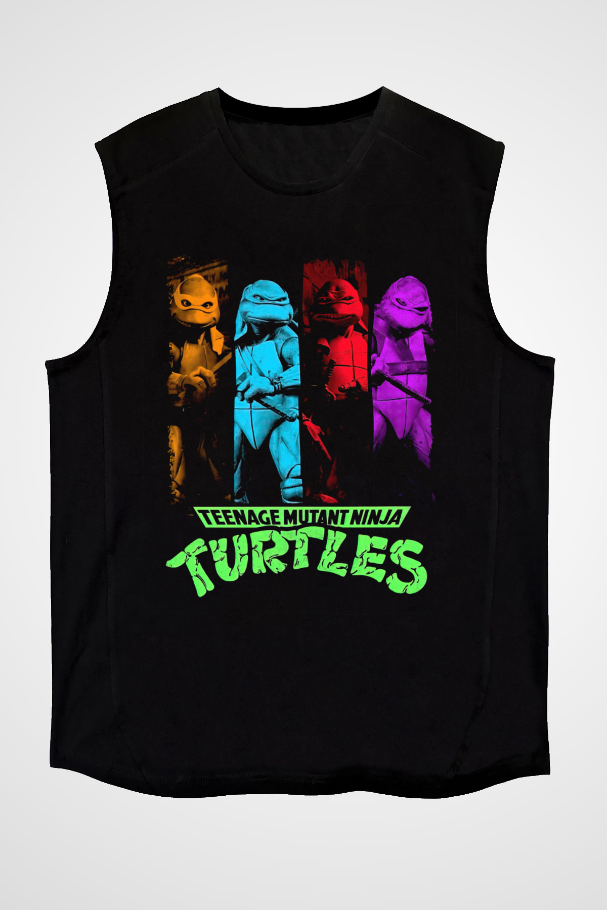 Teenage Mutant Ninja Turtles Ninja Kaplumbağalar Siyah Unisex  Kolsuz Tişört