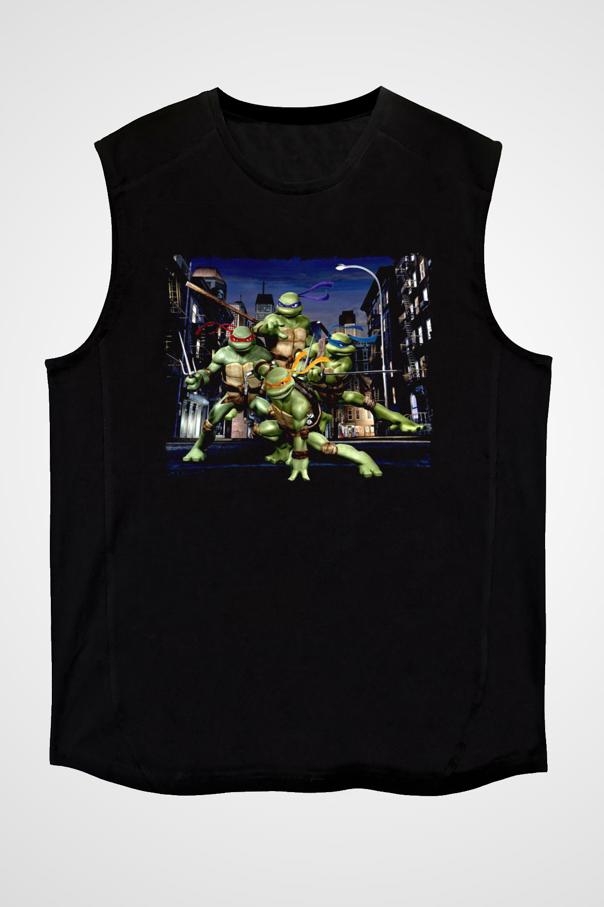 Teenage Mutant Ninja Turtles Ninja Kaplumbağalar Siyah Unisex  Kolsuz Tişört