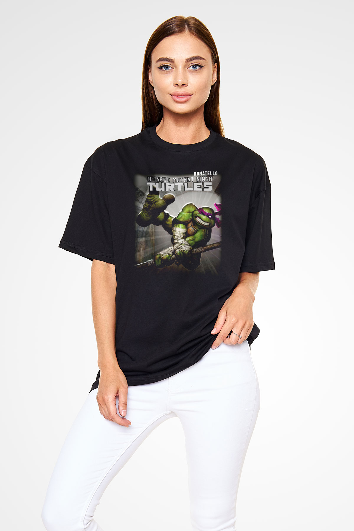 Teenage Mutant Ninja Turtles Ninja Kaplumbağalar Siyah Unisex Oversize Tişört