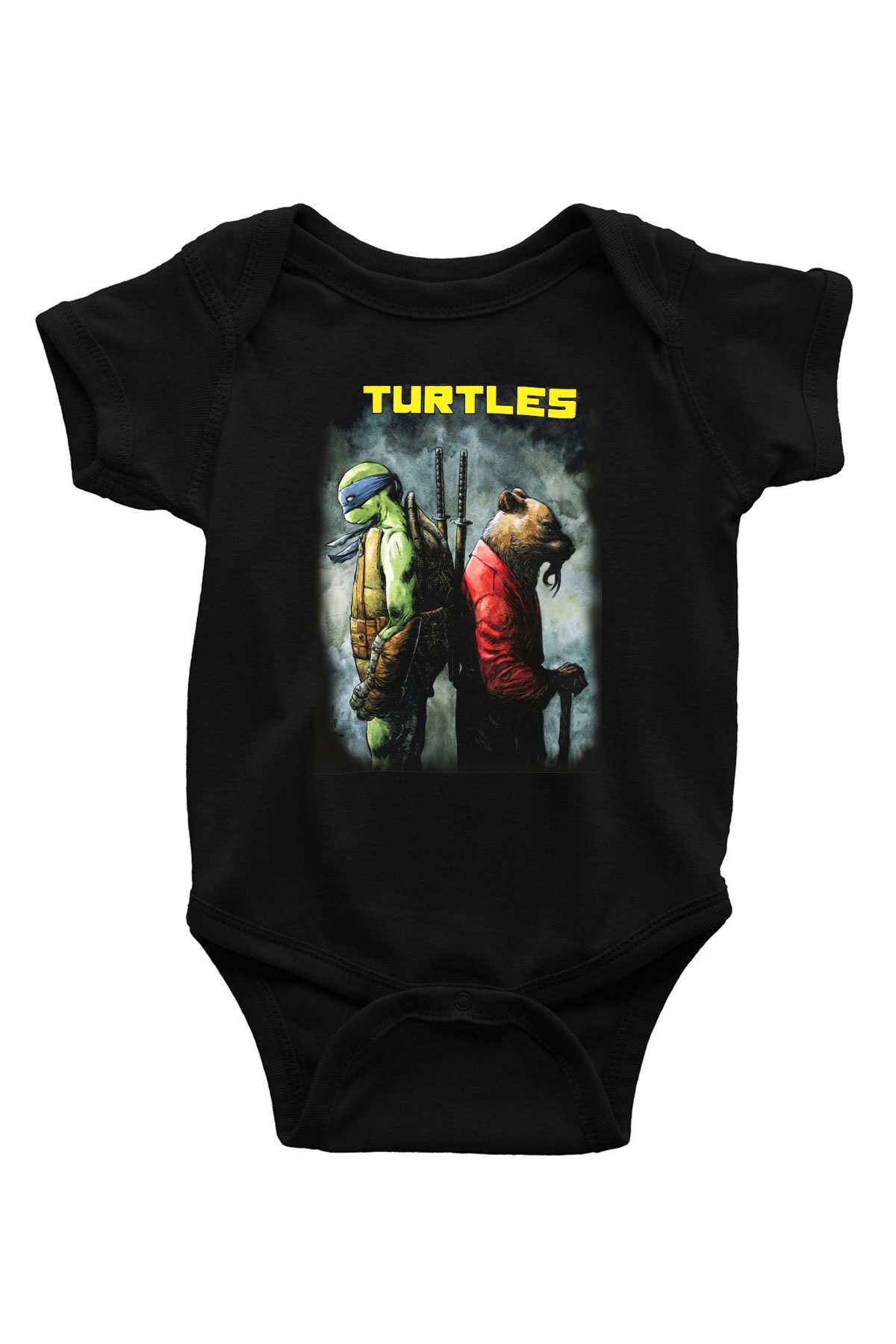 Teenage Mutant Ninja Turtles Ninja Kaplumbağalar Baskılı Siyah Bebek Body - Zıbın