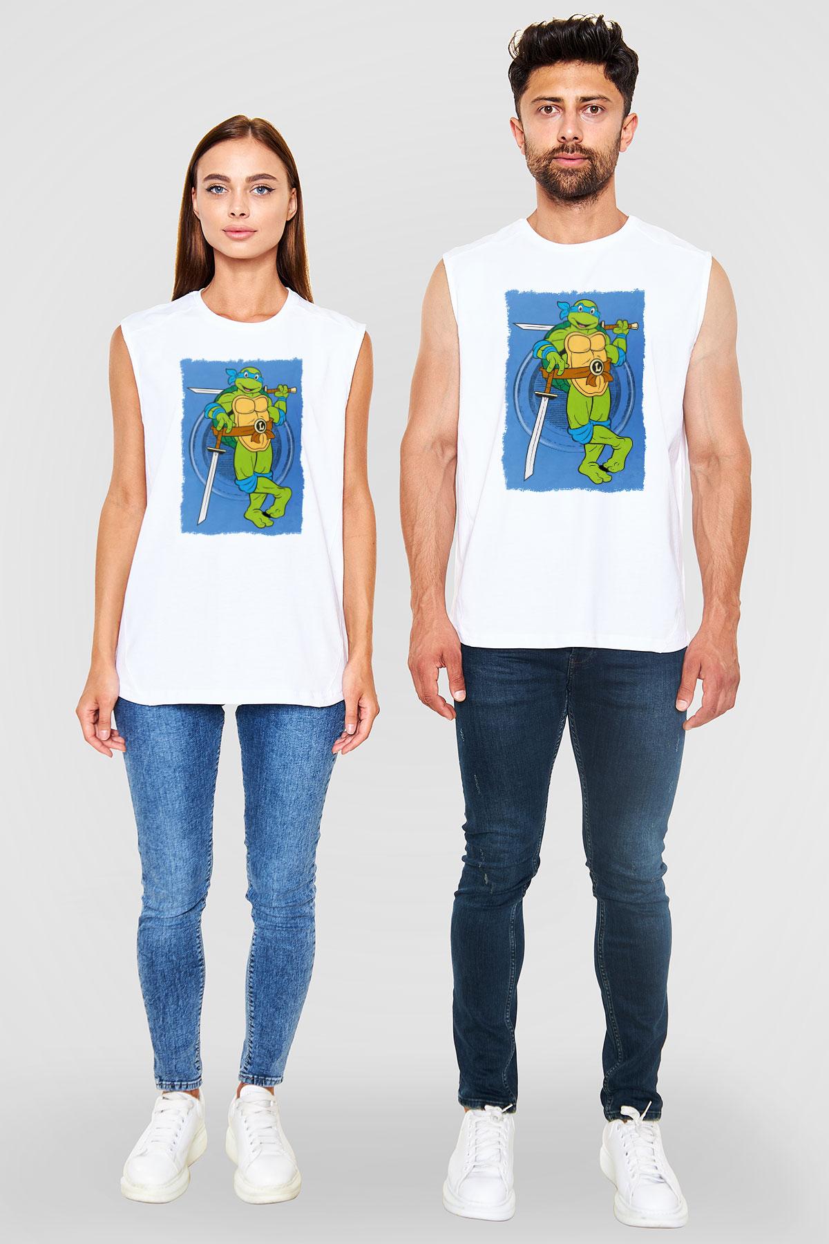 Teenage Mutant Ninja Turtles Ninja Kaplumbağalar Beyaz Unisex Kolsuz Tişört