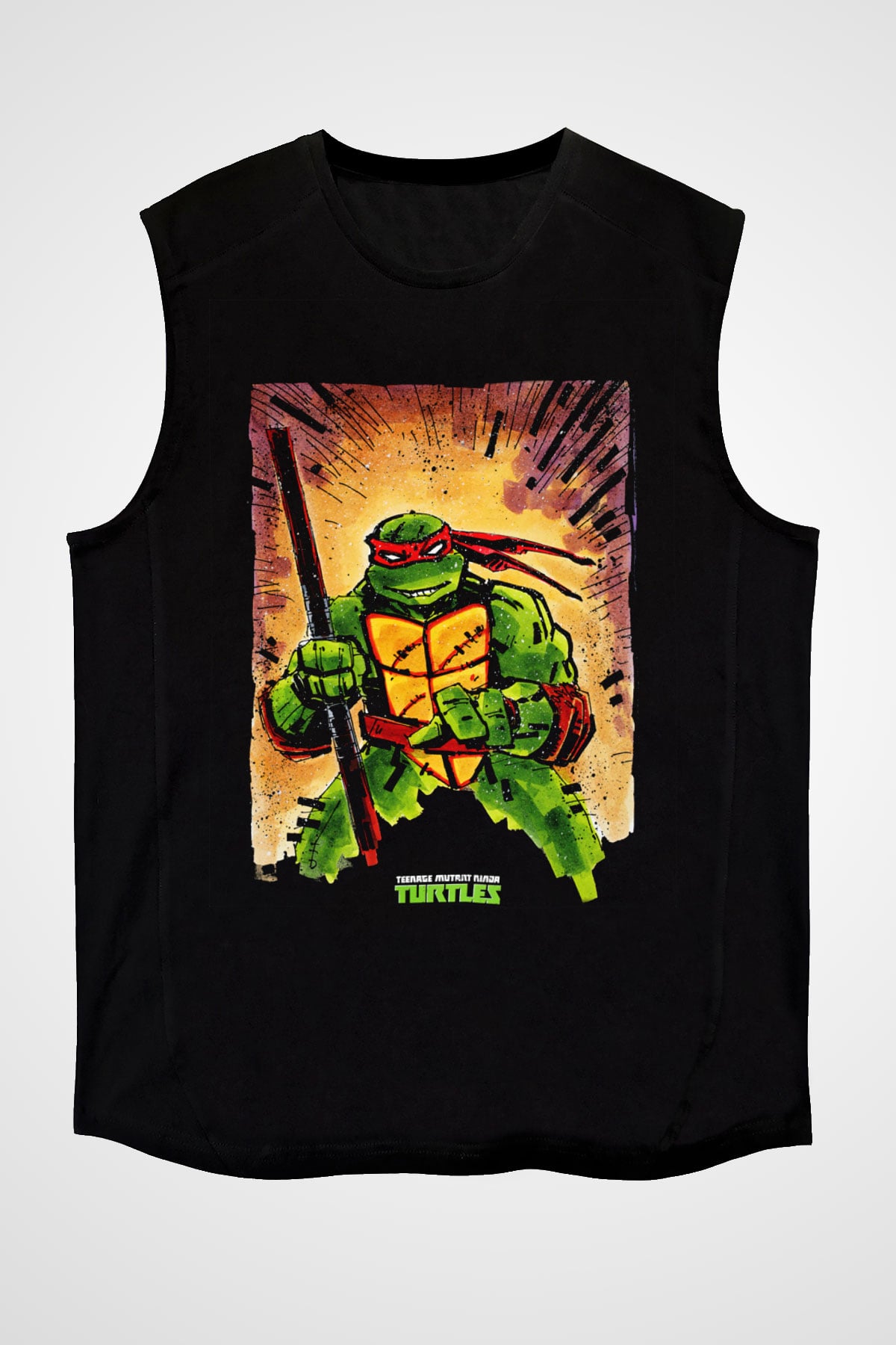 Teenage Mutant Ninja Turtles Ninja Kaplumbağalar Siyah Unisex Kolsuz Tişört