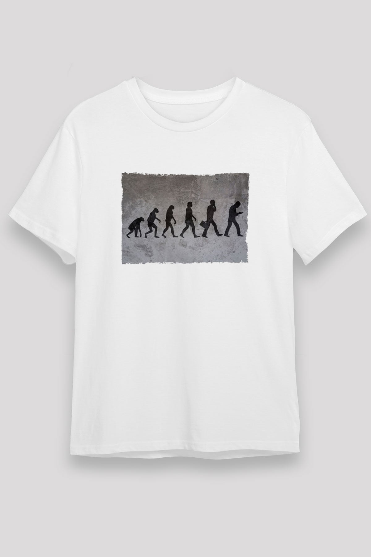 Telefona Evrim Baskılı Unisex Beyaz Tişört - Tshirt