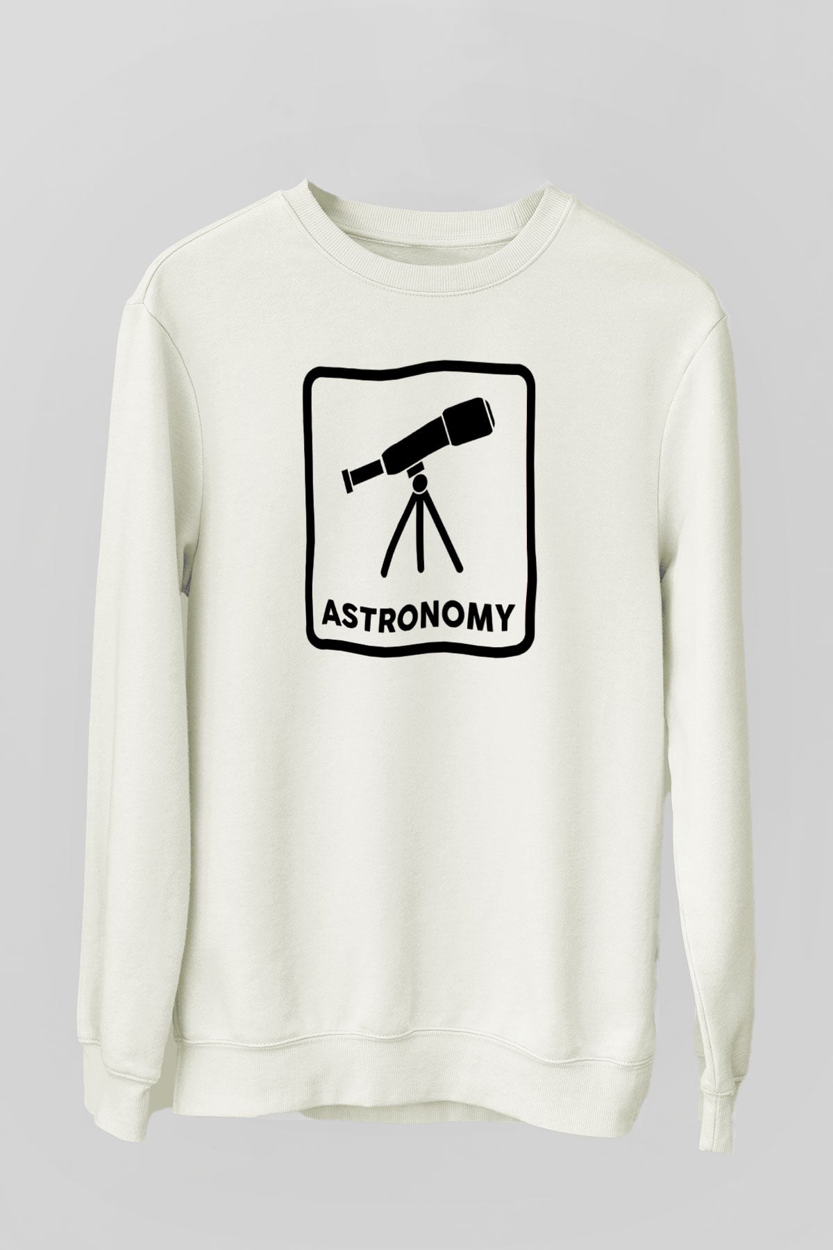 Teleskop Baskılı Unisex Ekru Sweatshirt