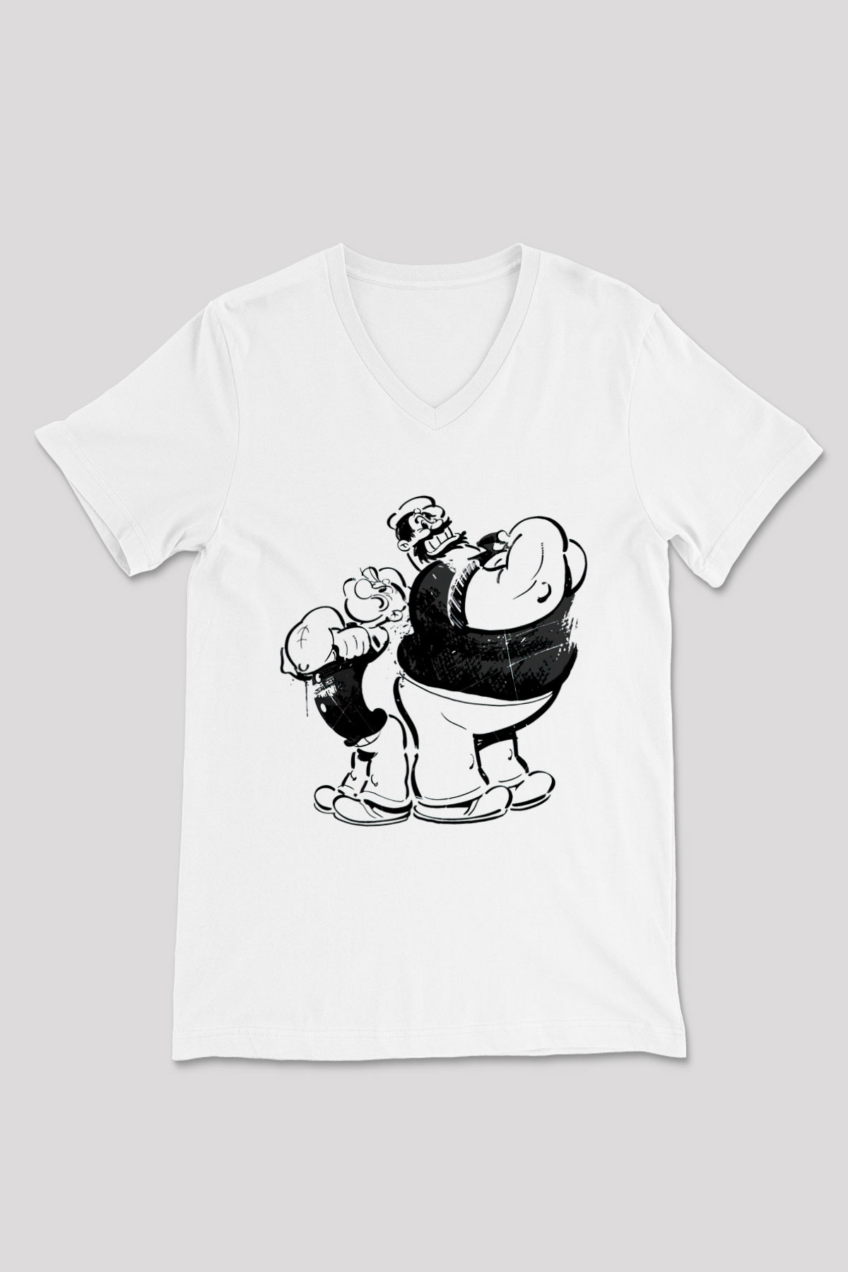 Temel Reis ve Kaba Sakal Baskılı Unisex Beyaz  V Yaka Tişört