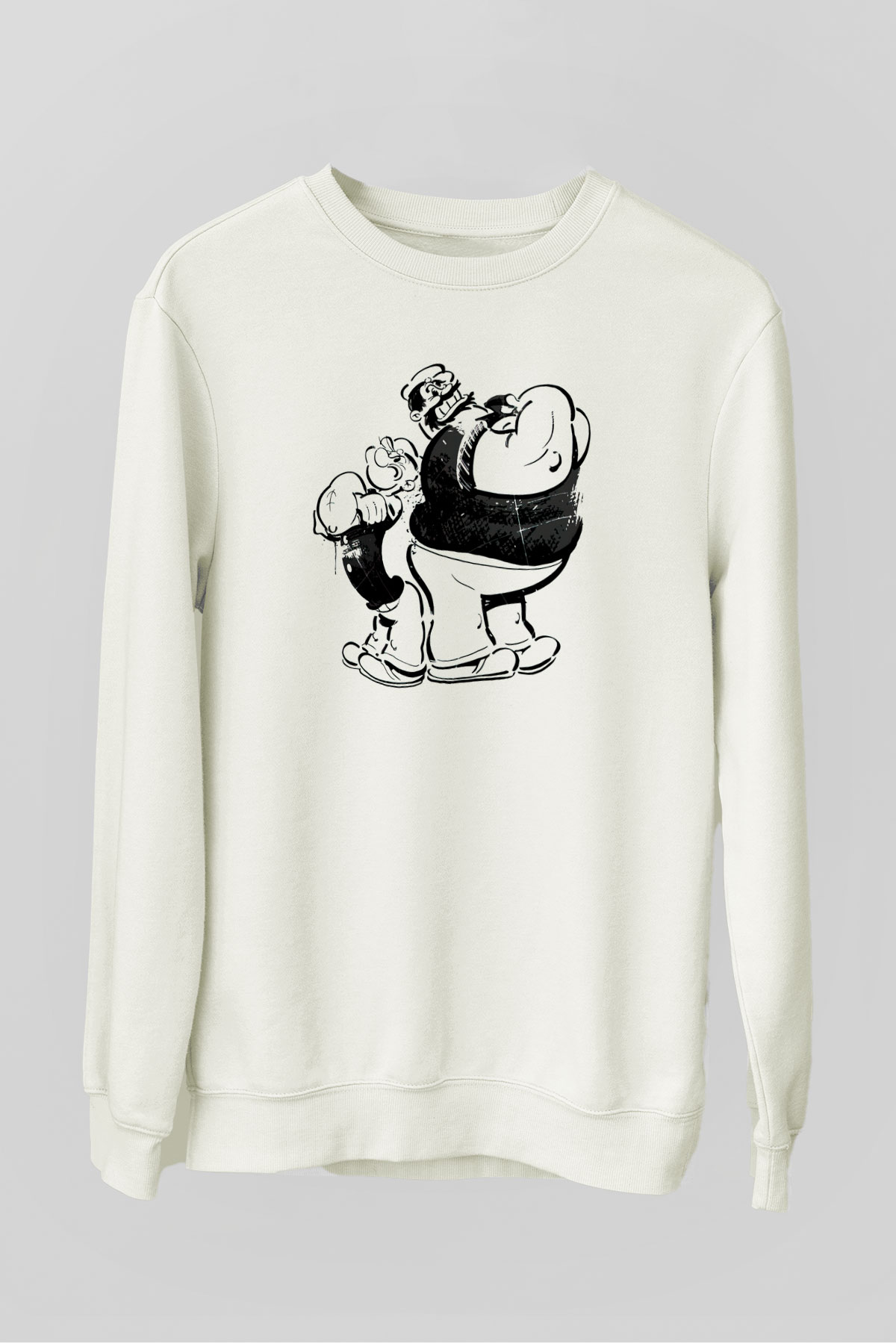 Temel Reis ve Kaba Sakal Baskılı Unisex Beyaz  Sweatshirt