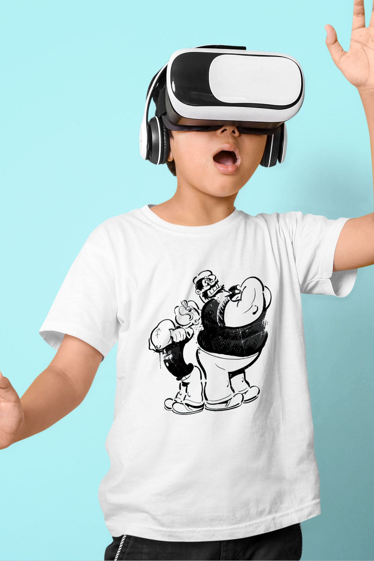 Temel Reis ve Kaba Sakal Baskılı Unisex Beyaz  Çocuk Tişört