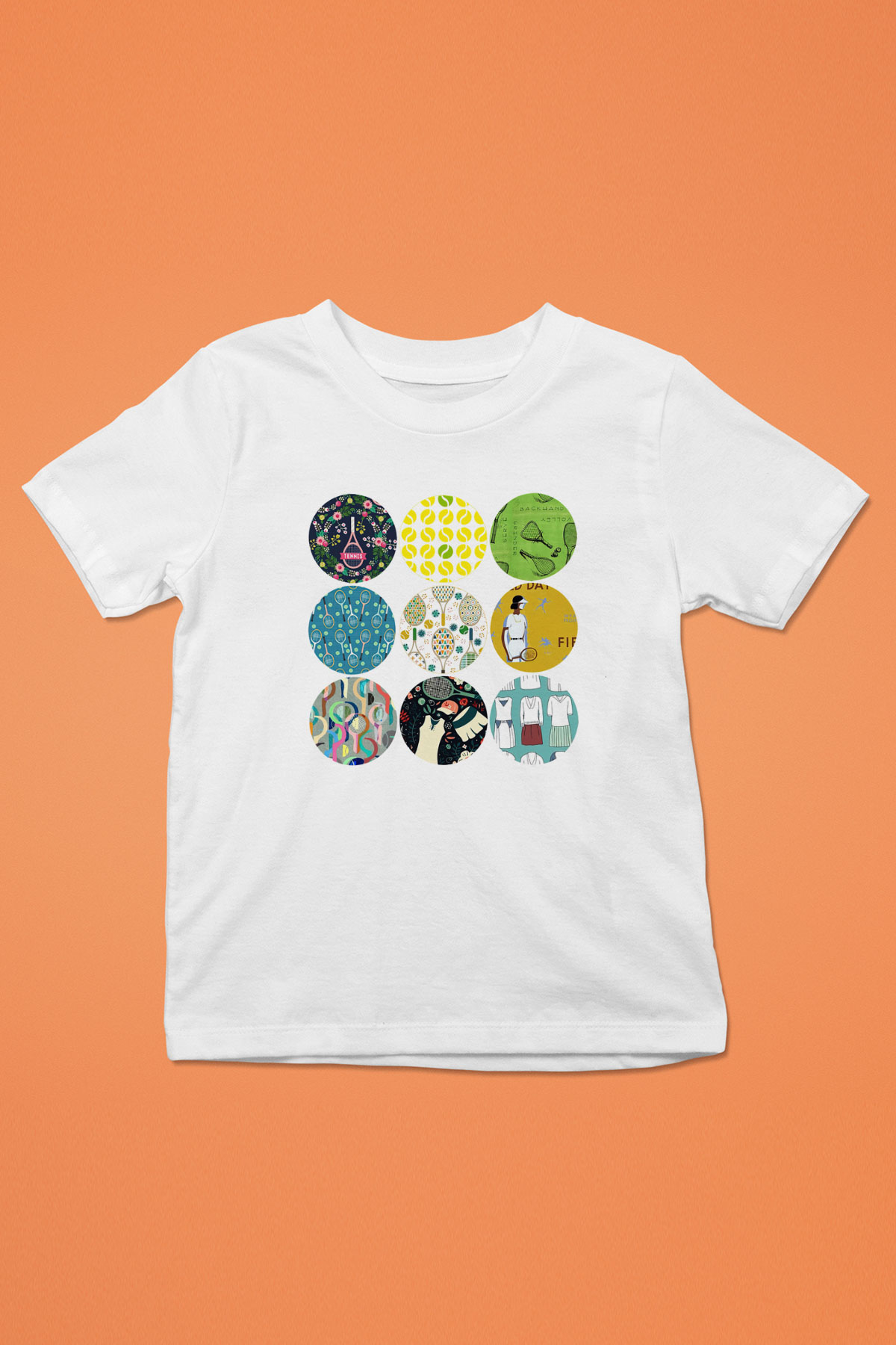 Tenis Baskılı Beyaz Unisex Çocuk Tişört