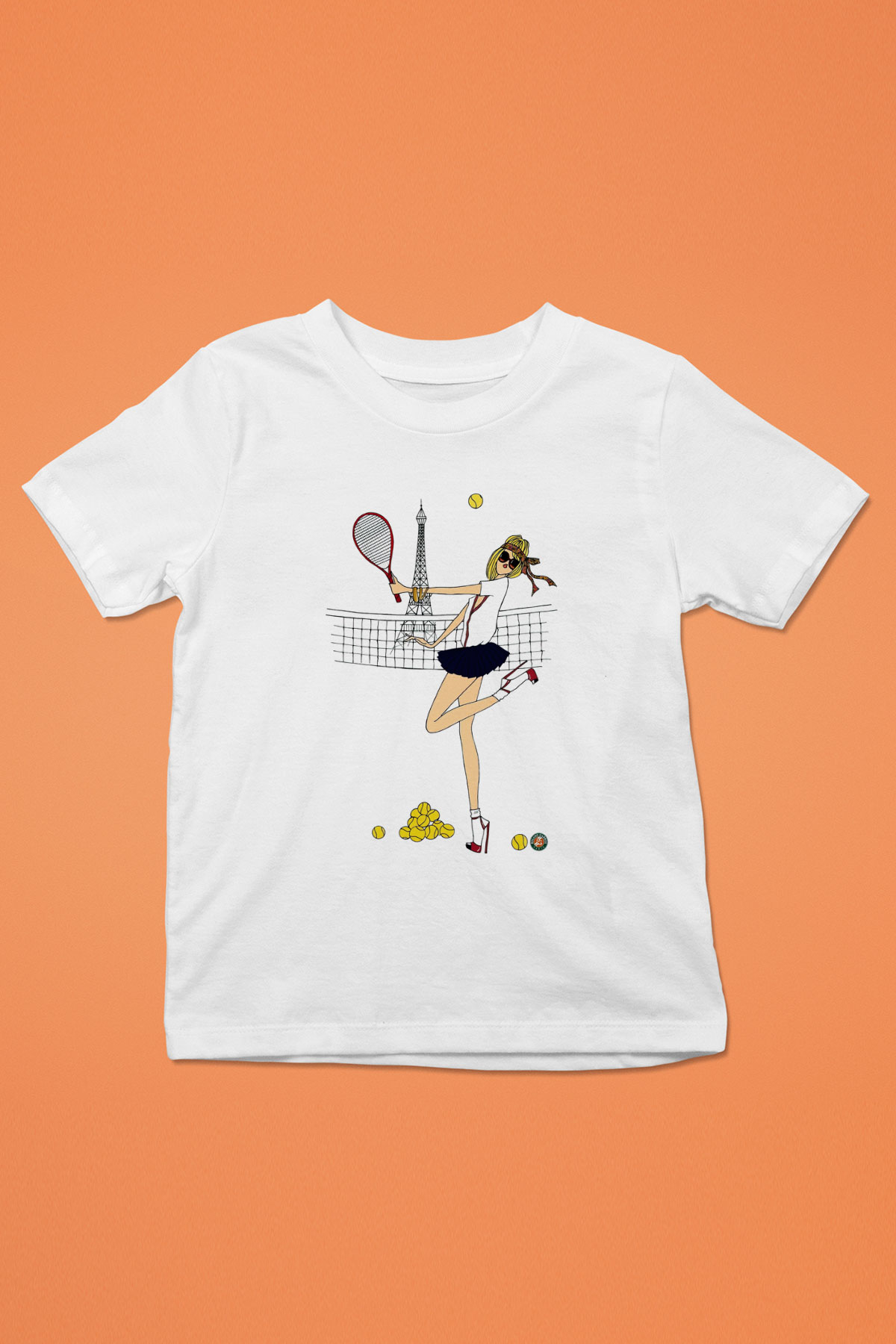 Tenis Baskılı Beyaz Unisex Çocuk Tişört
