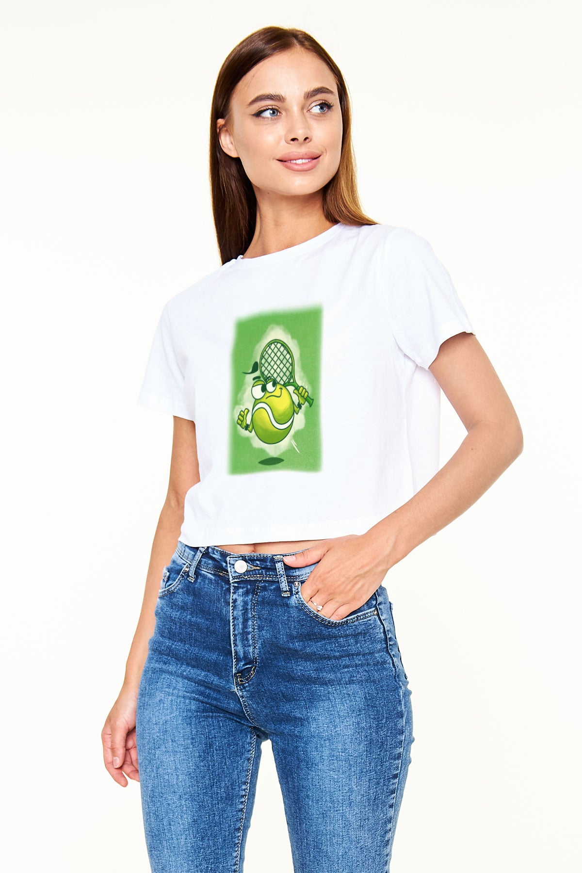 Tenis Beyaz Croptop Tişört