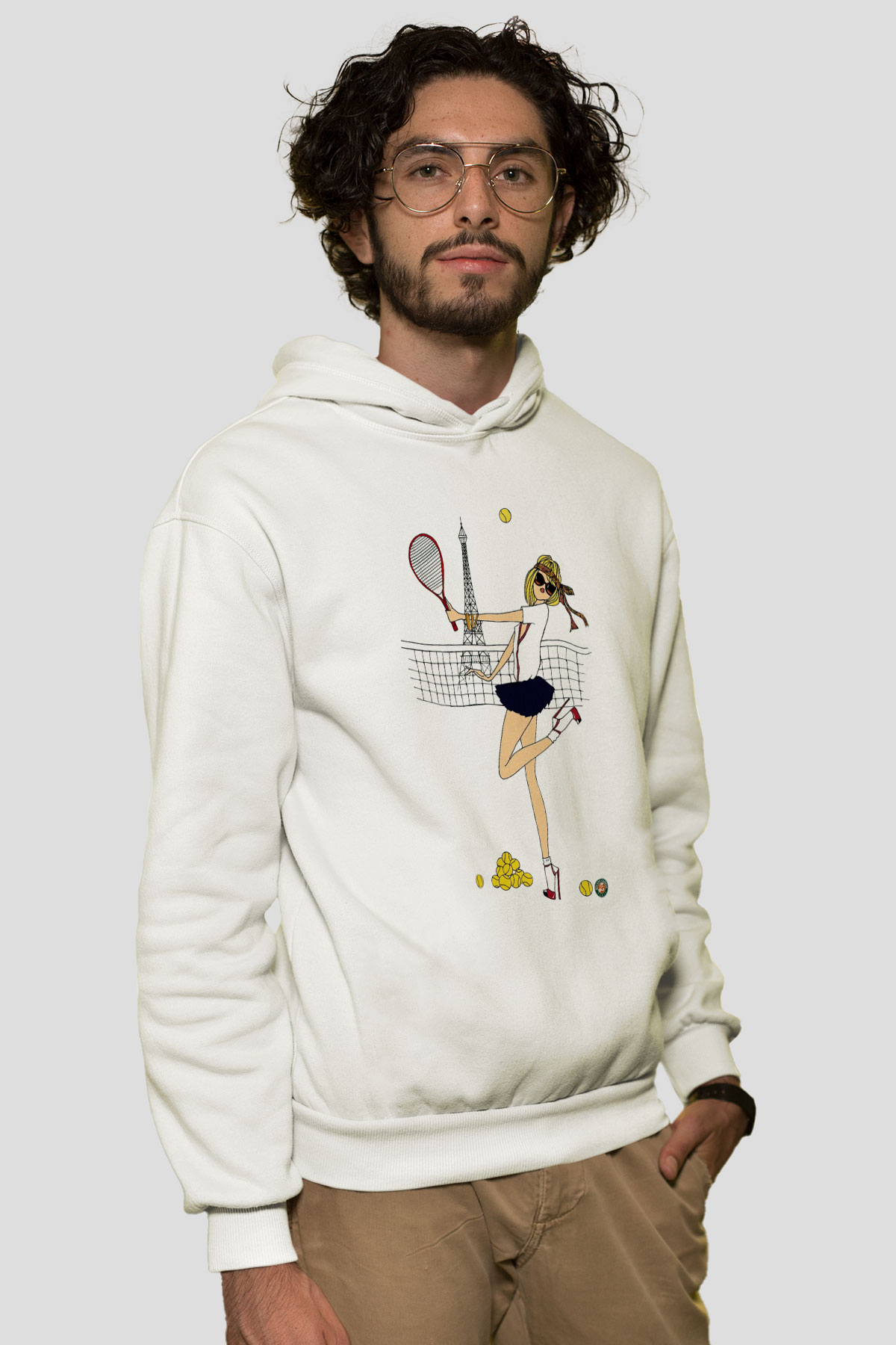Tenis Beyaz Unisex Hoodie
