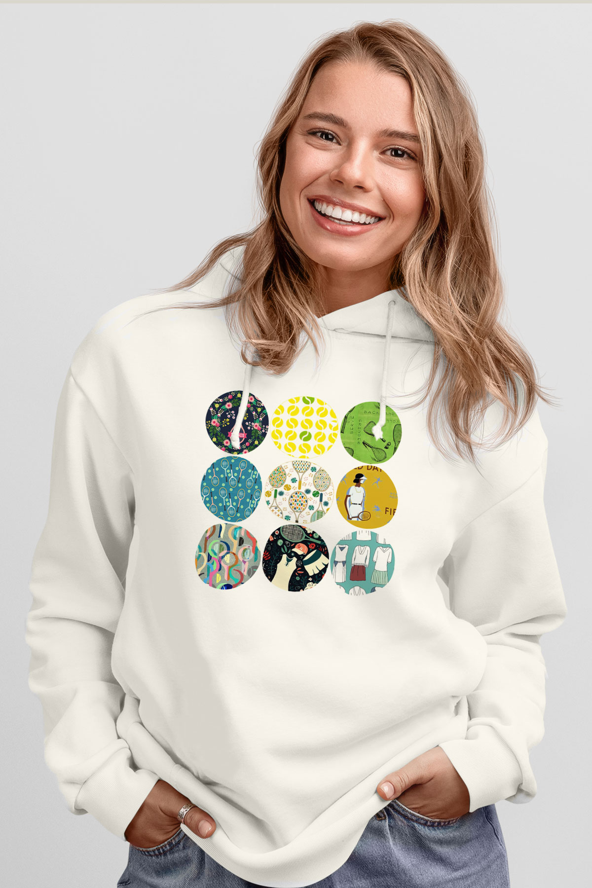 Tenis Beyaz Unisex Hoodie