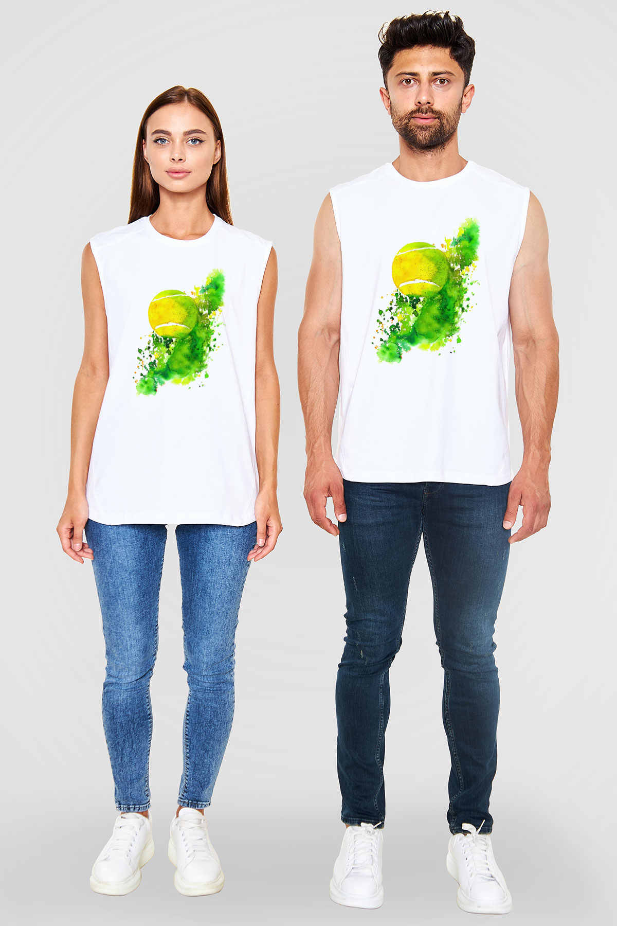 Tenis Beyaz Unisex Kolsuz Tişört