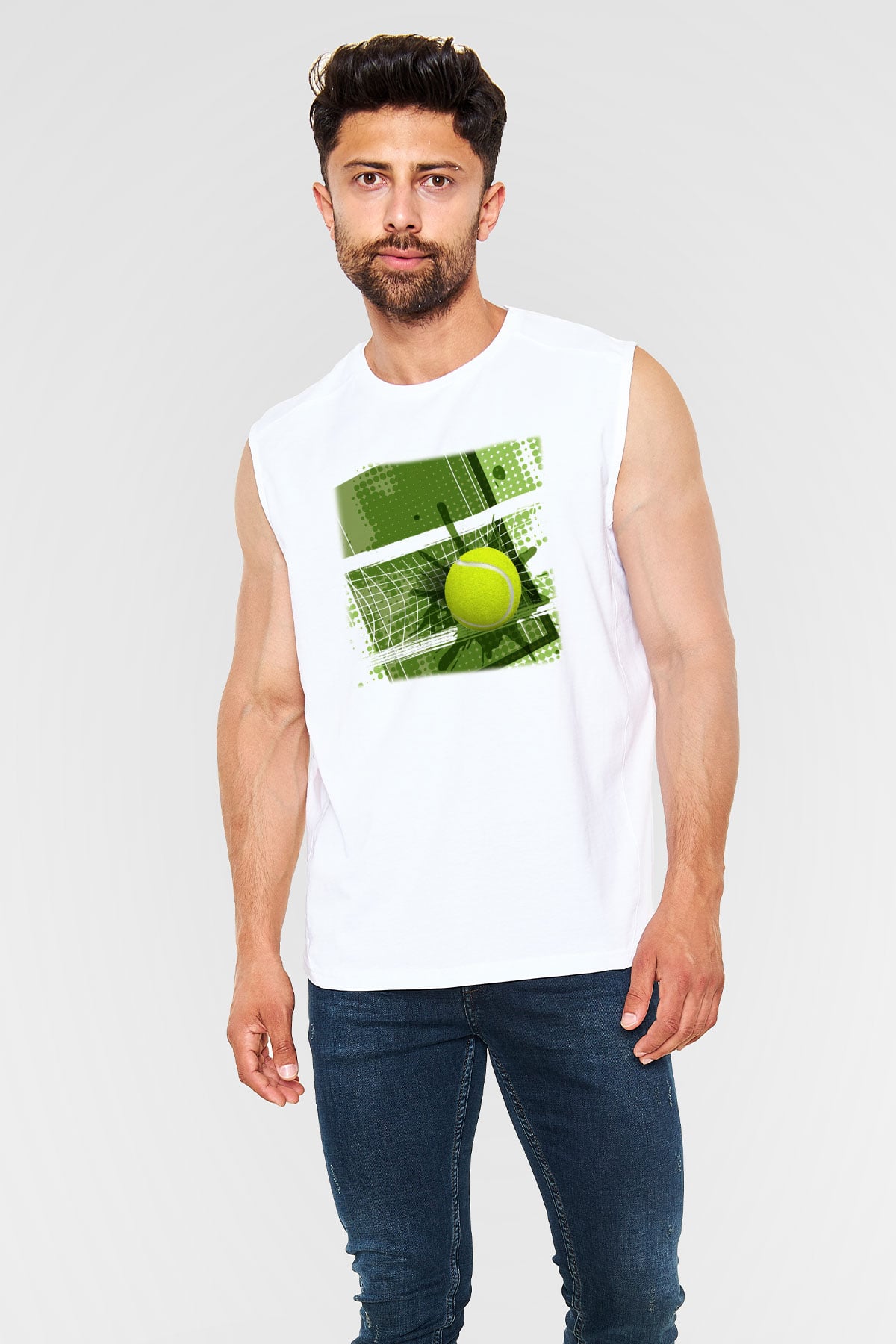 Tenis Beyaz Unisex Kolsuz Tişört