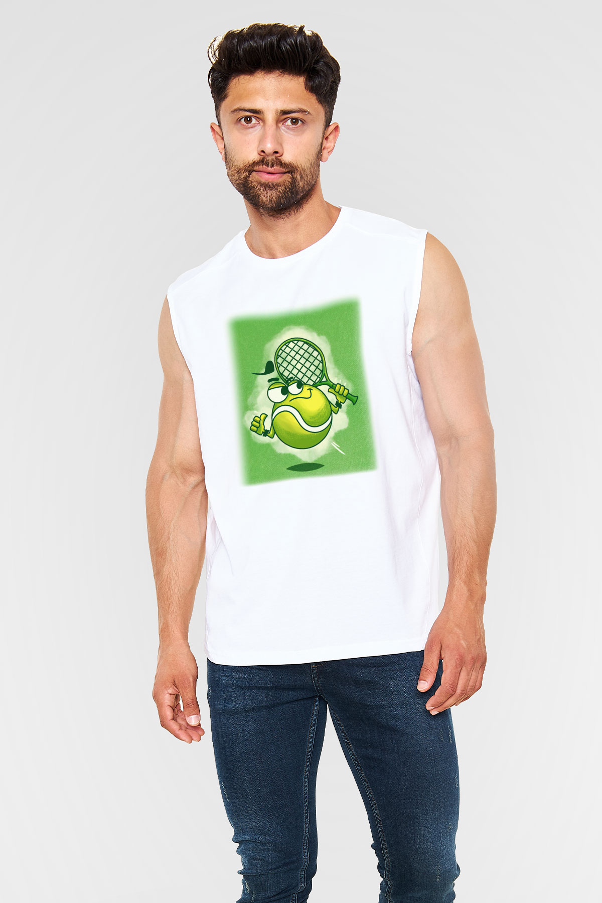 Tenis Beyaz Unisex Kolsuz Tişört