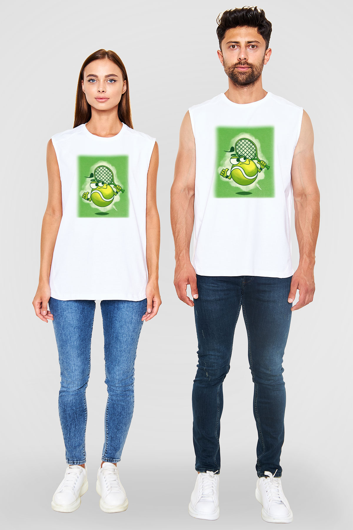 Tenis Beyaz Unisex Kolsuz Tişört