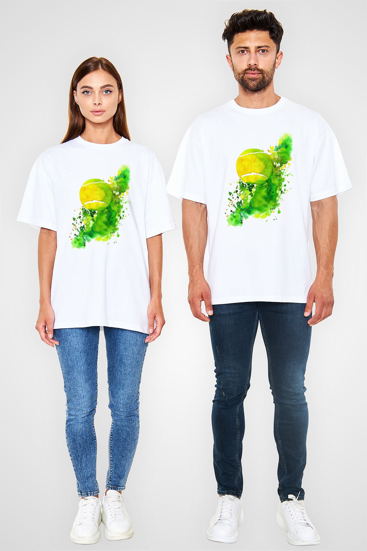 Tenis Beyaz Unisex Oversize Tişört T-Shirt
