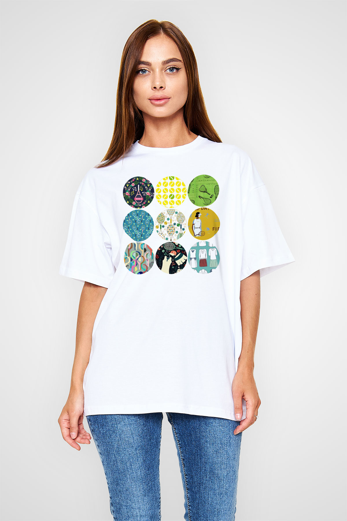 Tenis Beyaz Unisex Oversize Tişört T-Shirt