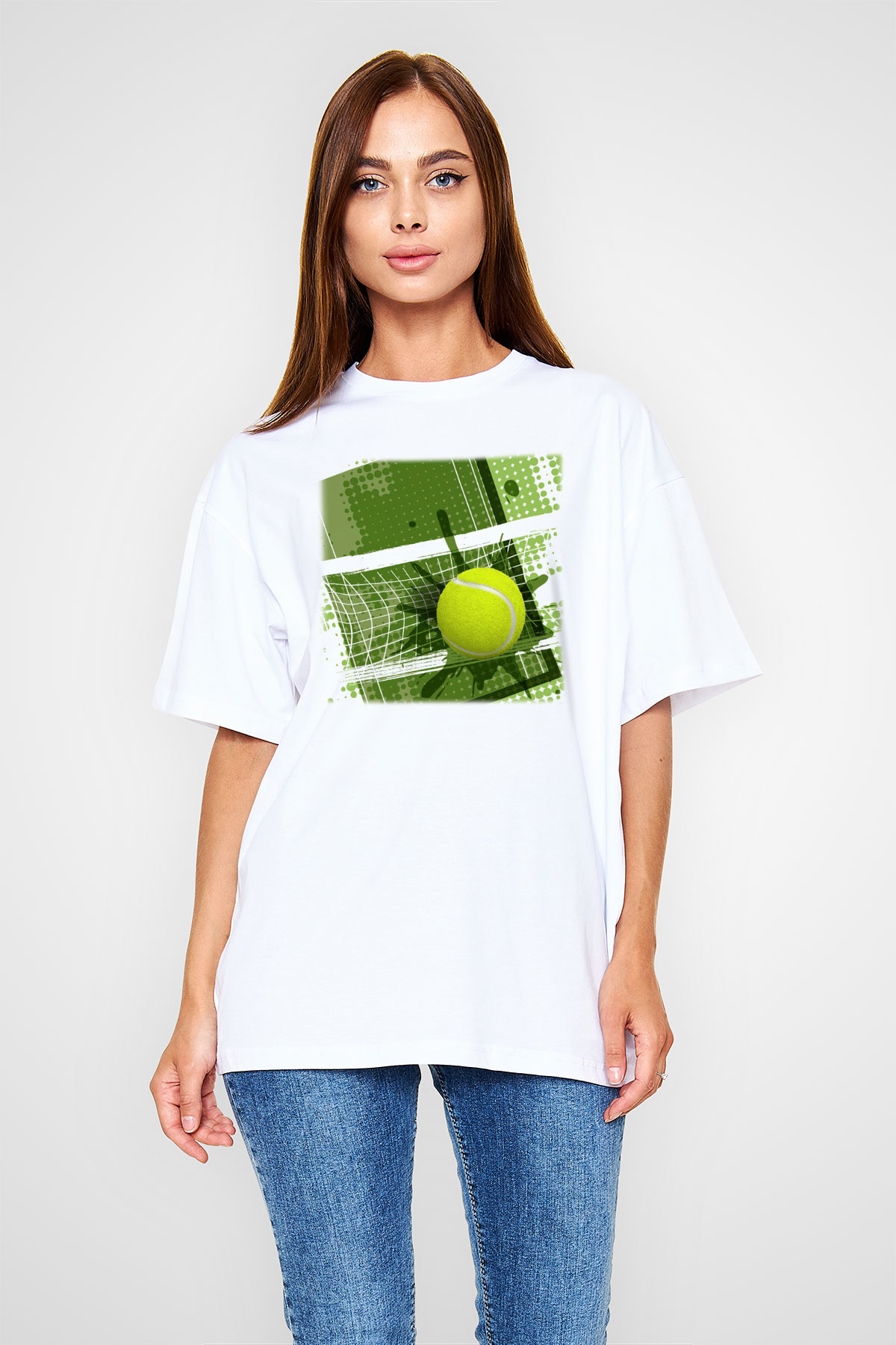 Tenis Beyaz Unisex Oversize Tişört T-Shirt