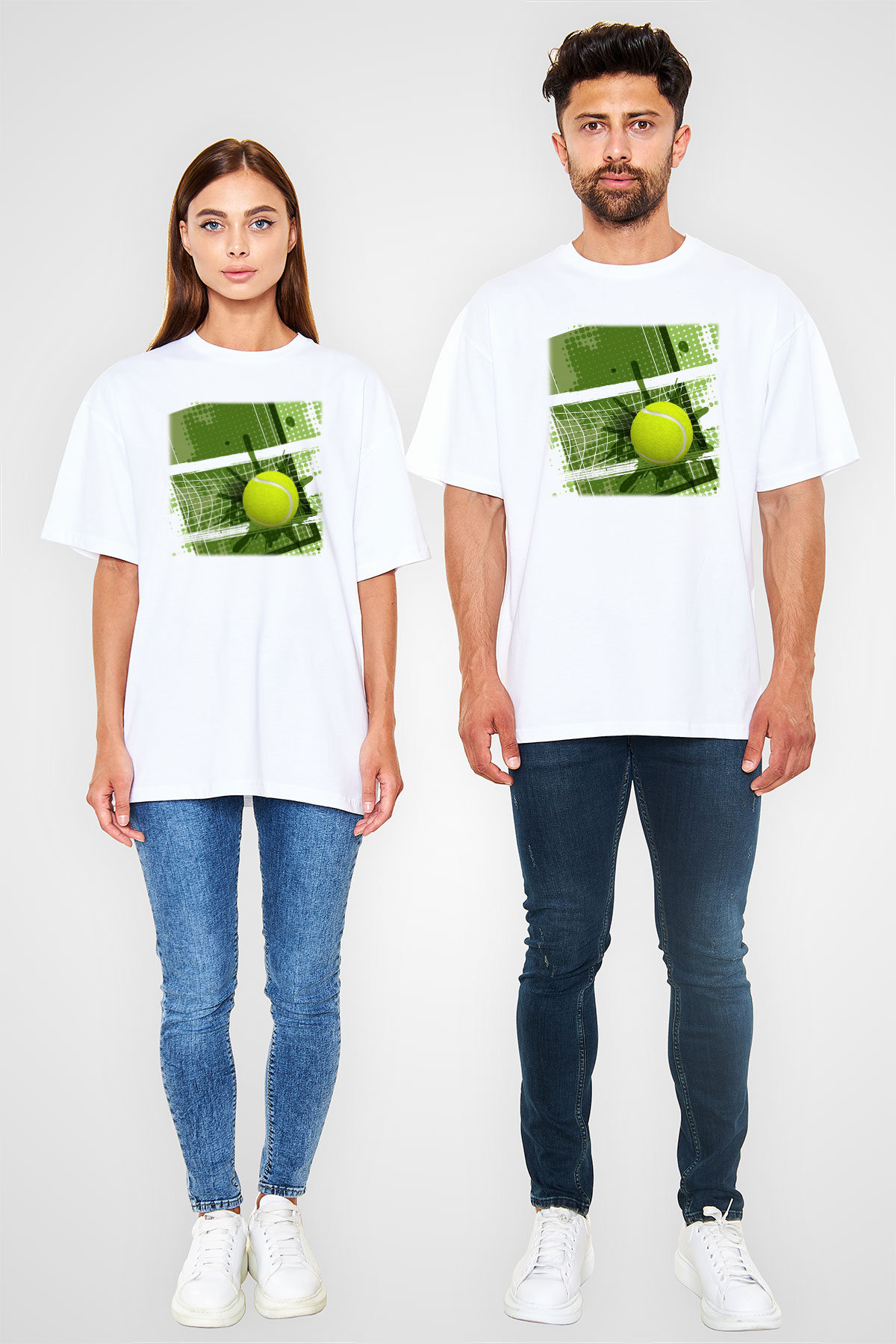 Tenis Beyaz Unisex Oversize Tişört T-Shirt