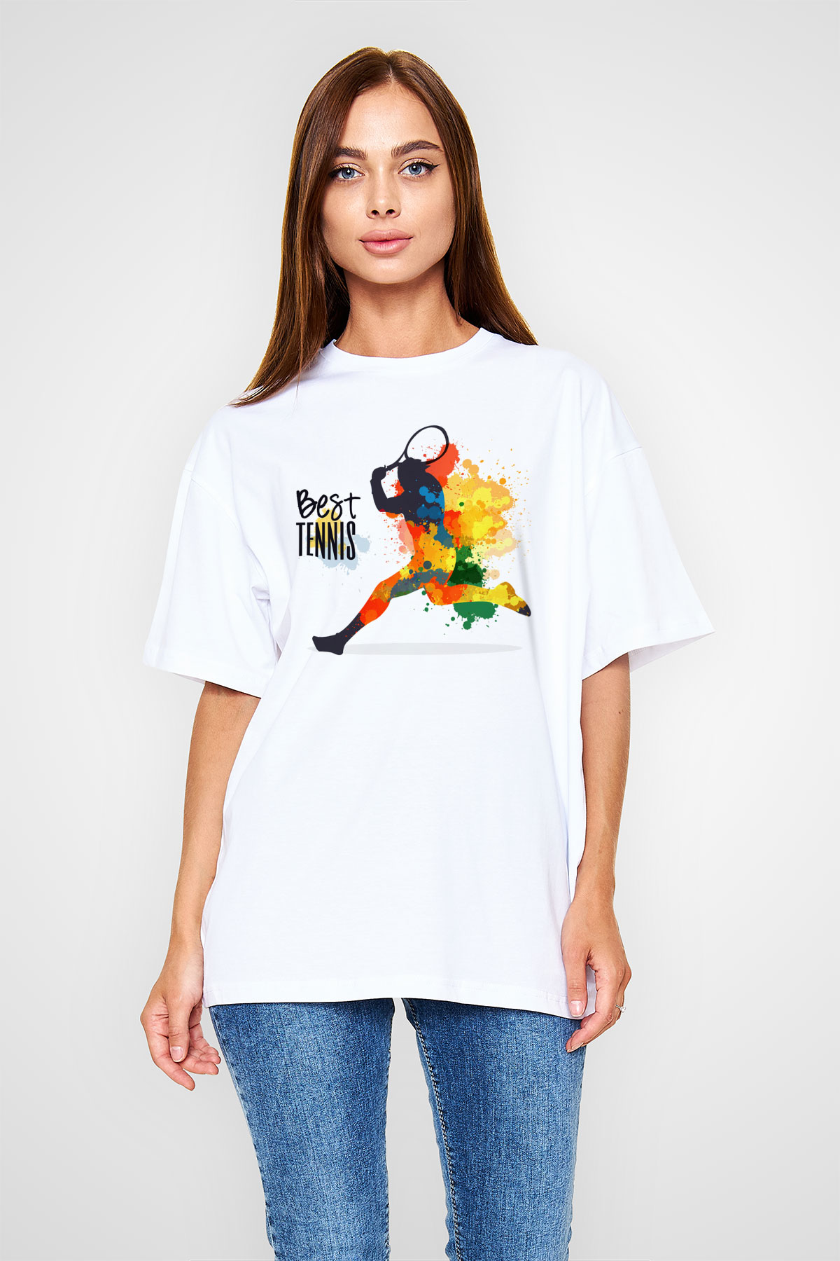 Tenis Beyaz Unisex Oversize Tişört T-Shirt