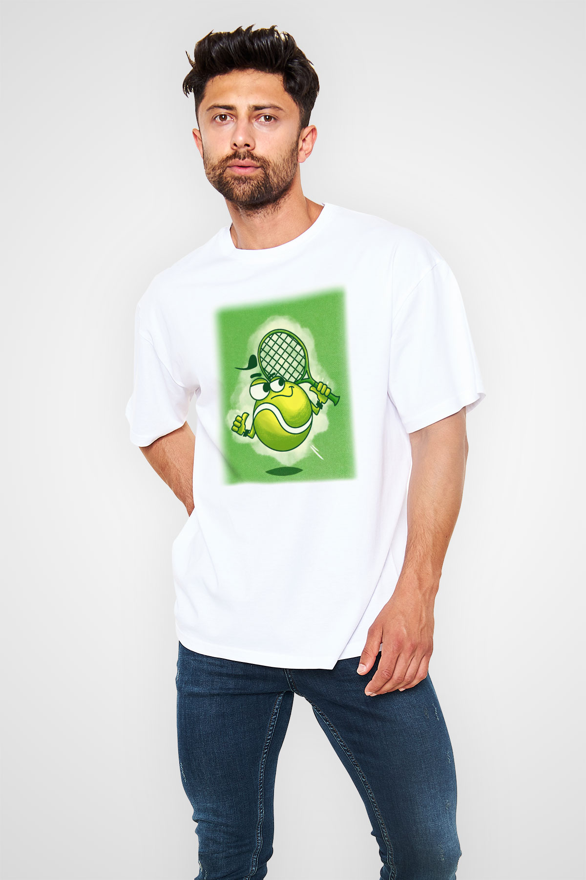 Tenis Beyaz Unisex Oversize Tişört T-Shirt