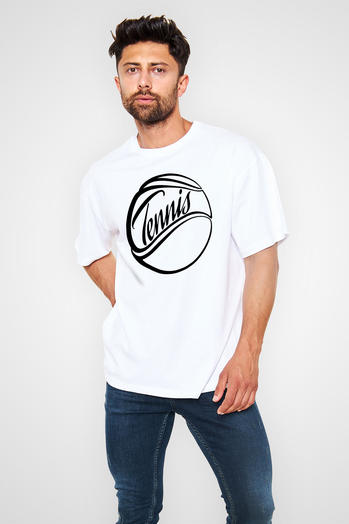 Tenis Beyaz Unisex Oversize Tişört T-Shirt