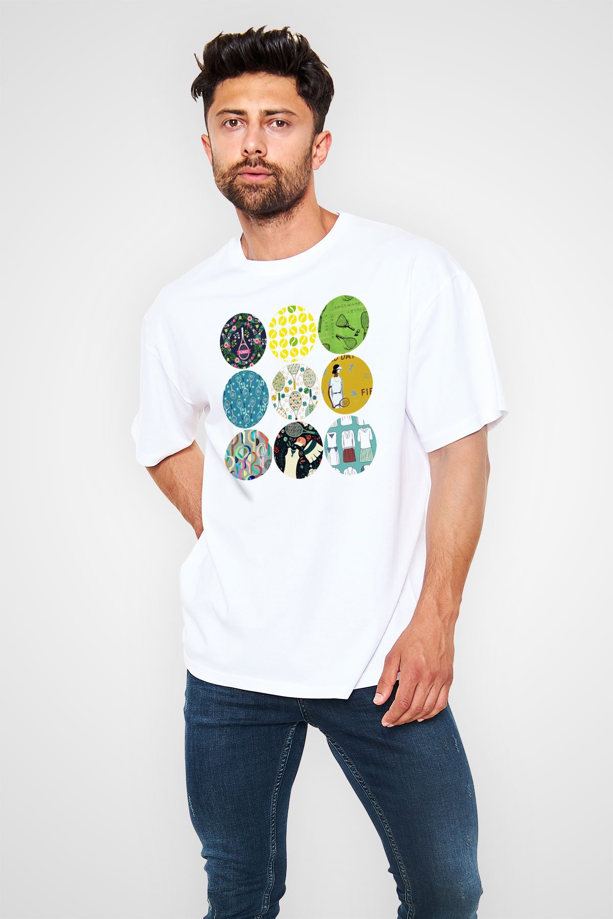 Tenis Beyaz Unisex Oversize Tişört T-Shirt
