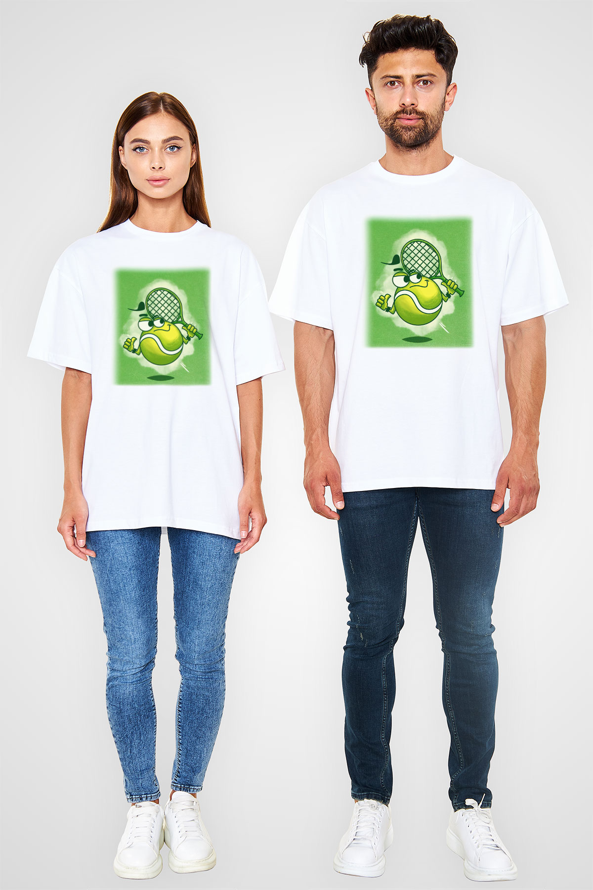 Tenis Beyaz Unisex Oversize Tişört T-Shirt