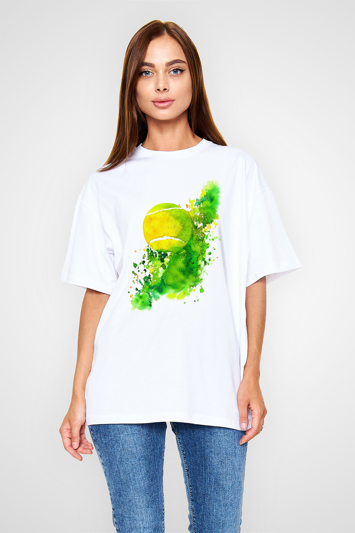 Tenis Beyaz Unisex Oversize Tişört T-Shirt