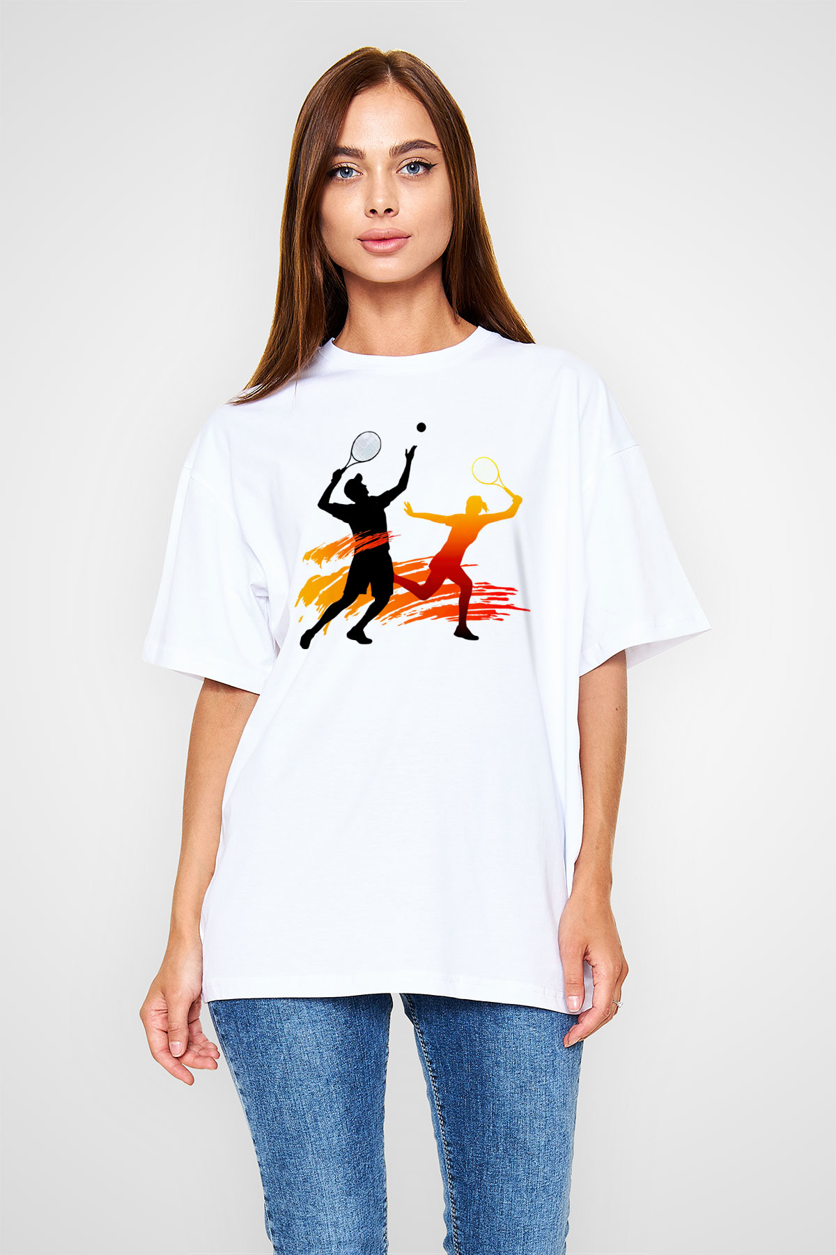 Tenis Beyaz Unisex Oversize Tişört T-Shirt