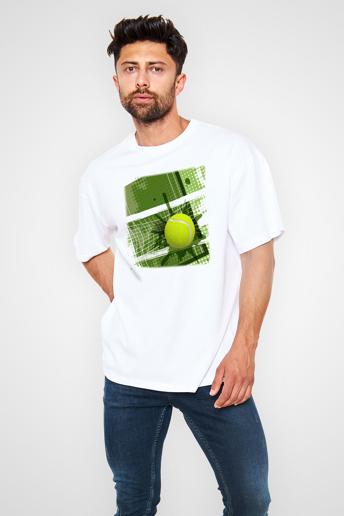 Tenis Beyaz Unisex Oversize Tişört T-Shirt