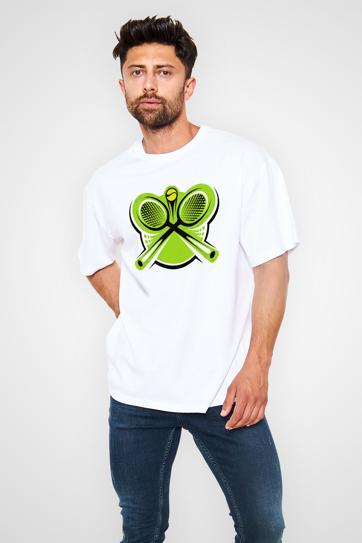 Tenis Beyaz Unisex Oversize Tişört T-Shirt