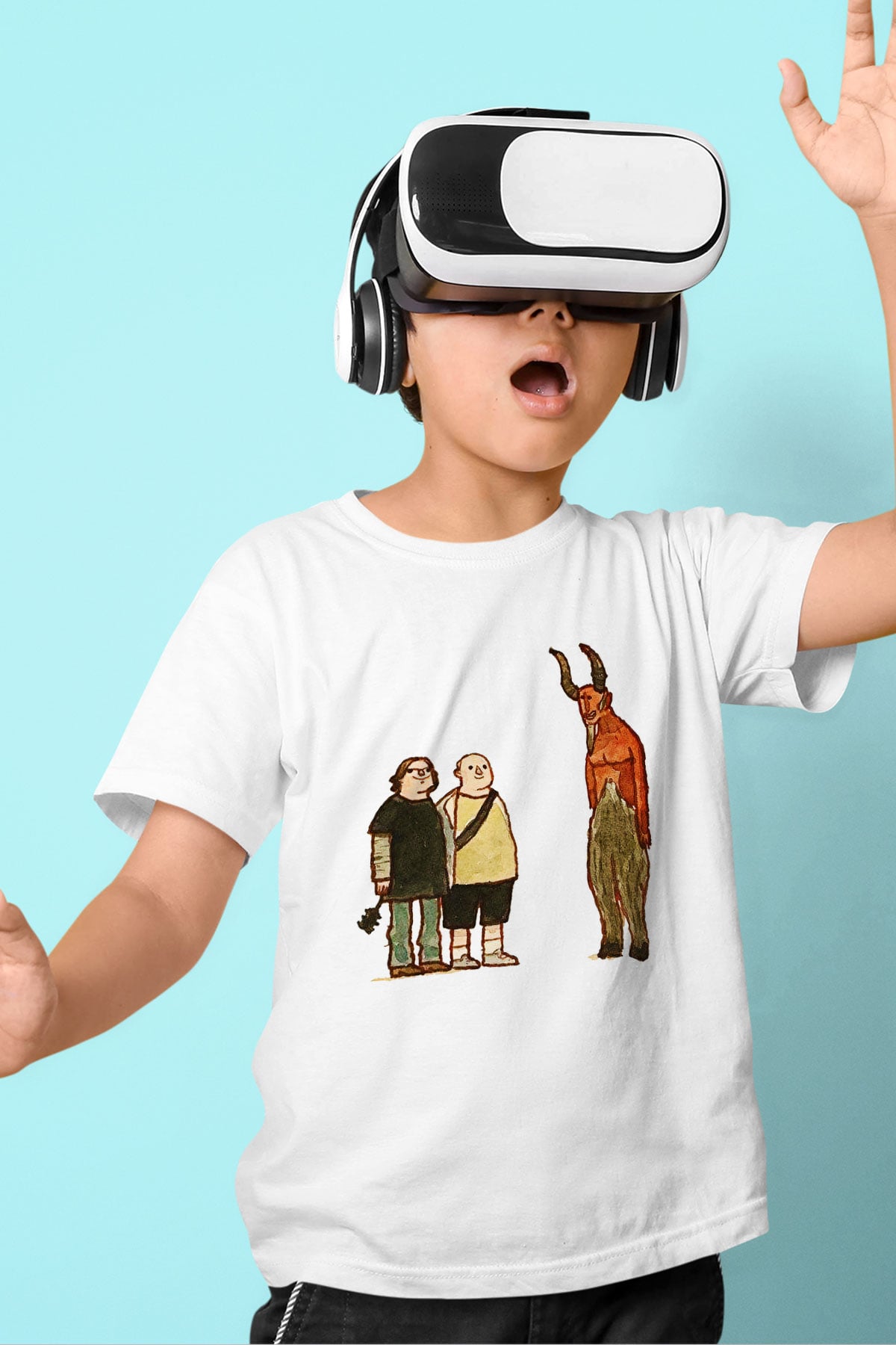 Teracious D Baskılı Beyaz Unisex Beyaz Çocuk Tişört - Tshirt