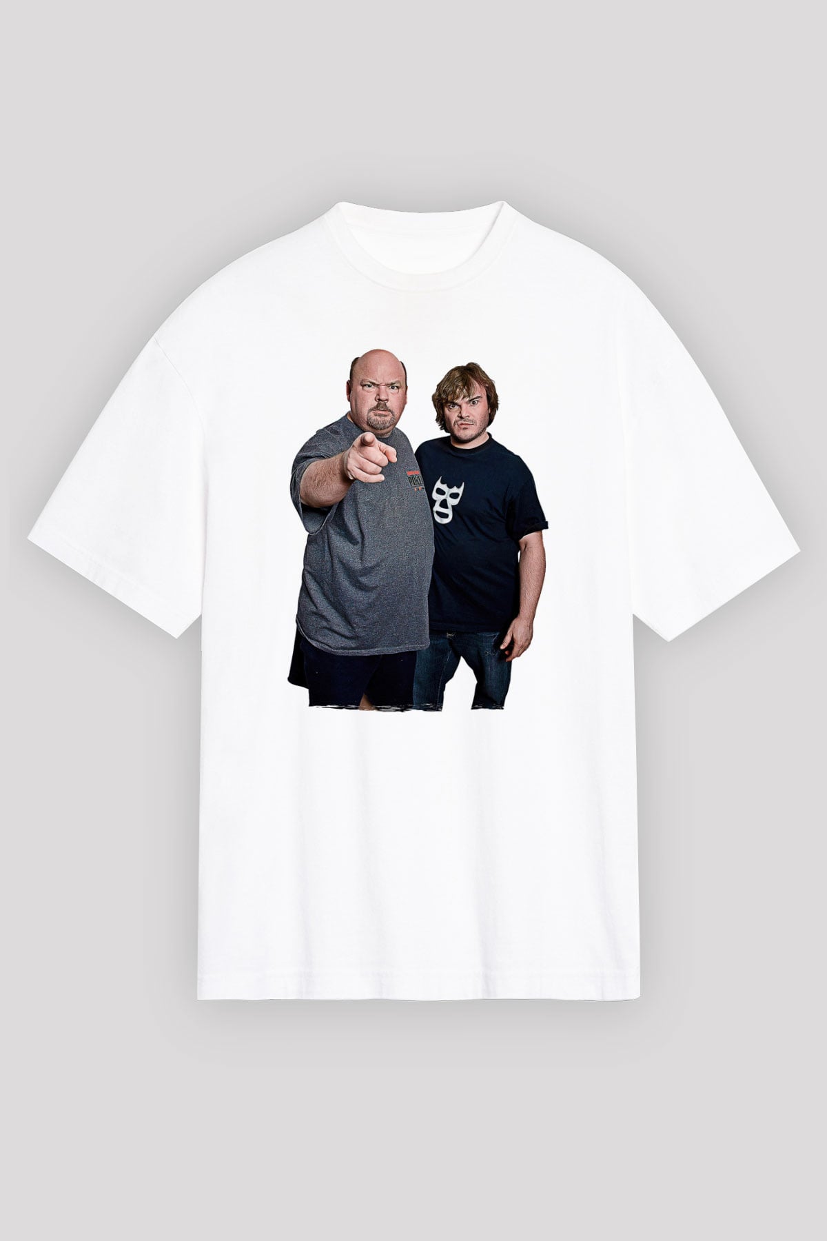 Teracious D Baskılı Beyaz Unisex Oversize Tişört - Tshirt