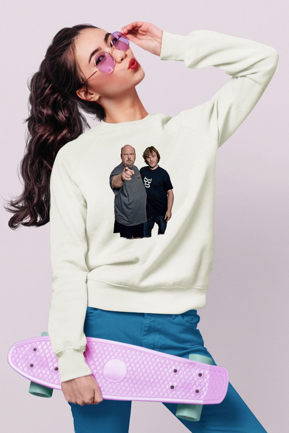 Teracious D Baskılı Beyaz Unisex Sweatshirt