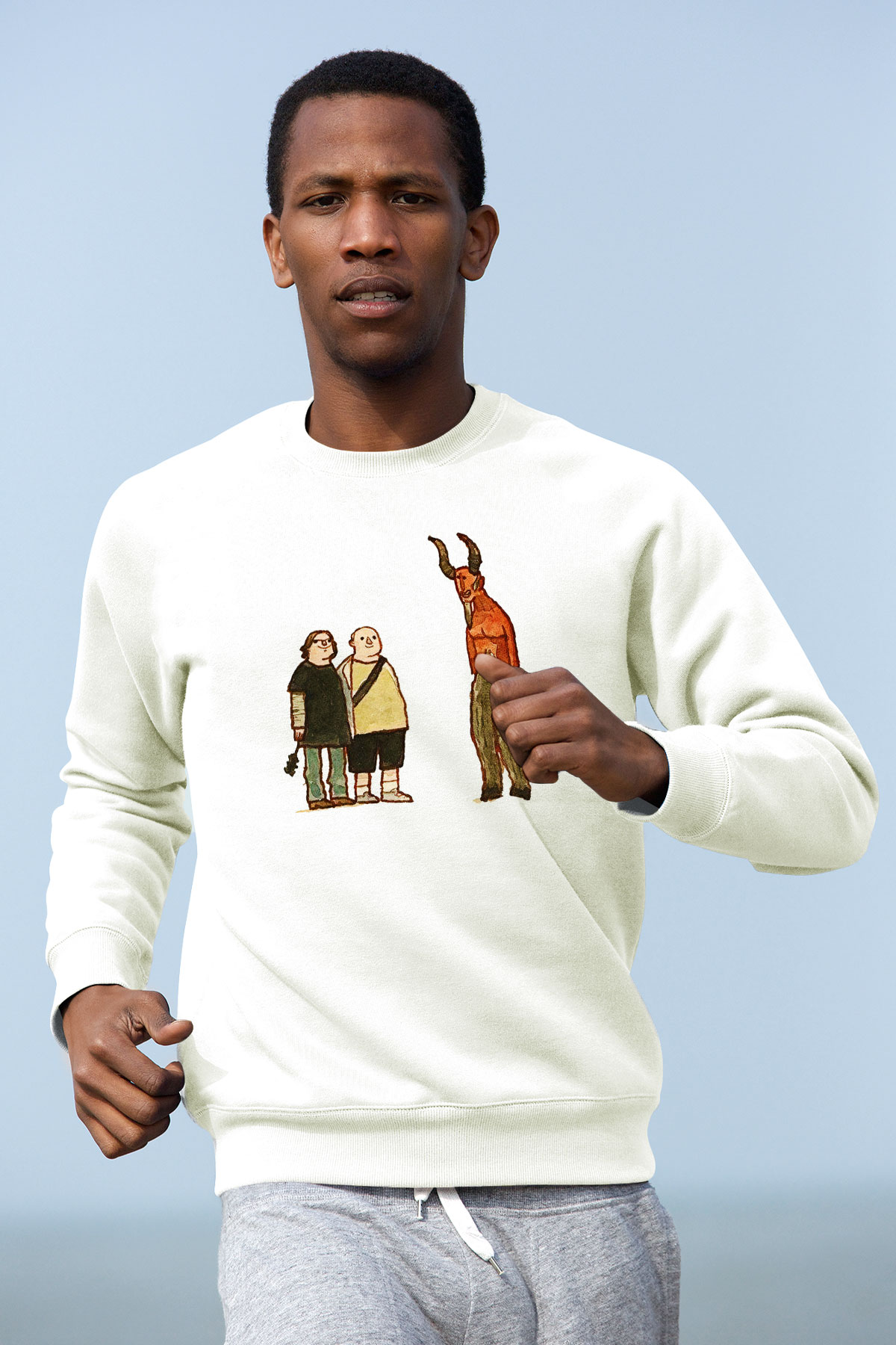 Teracious D Baskılı Beyaz Unisex Sweatshirt