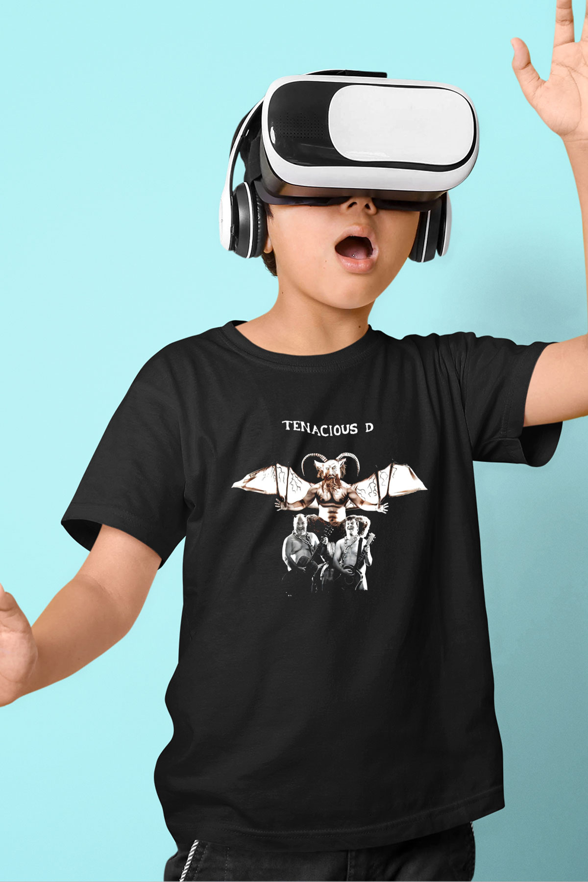 Teracious D Baskılı Unisex Siyah Çocuk Tişört - Tshirt