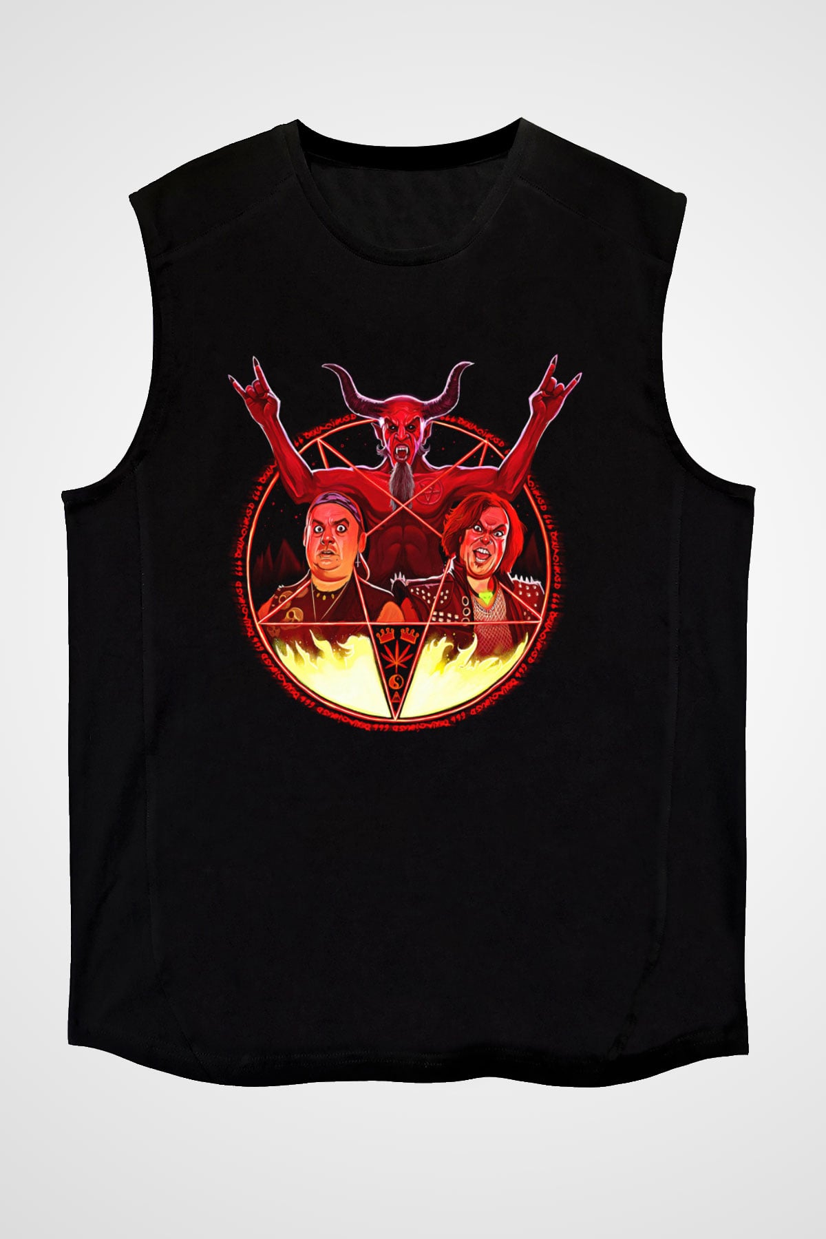 Teracious D Baskılı Unisex Siyah Kolsuz Tişört - Tshirt