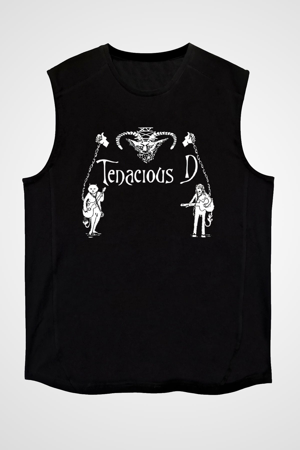 Teracious D Baskılı Unisex Siyah Kolsuz Tişört - Tshirt