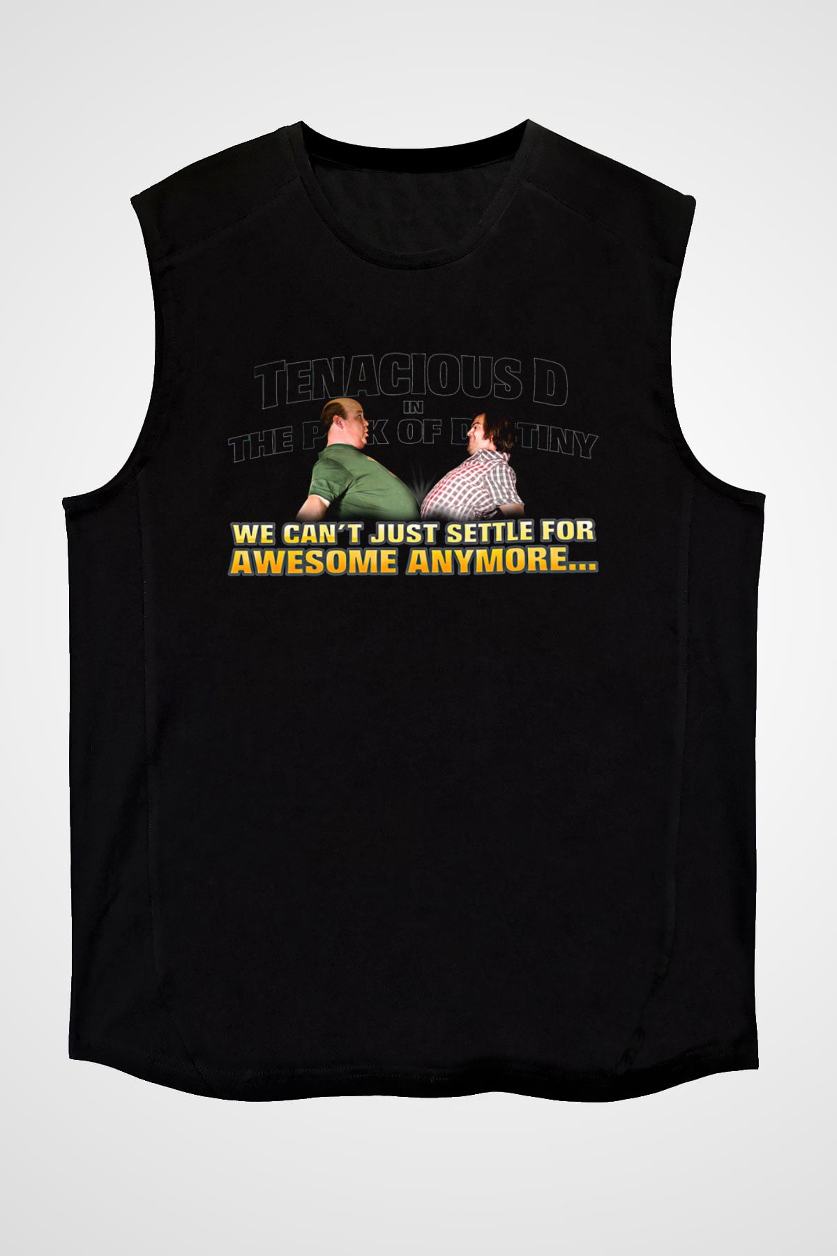 Teracious D Baskılı Unisex Siyah Kolsuz Tişört - Tshirt