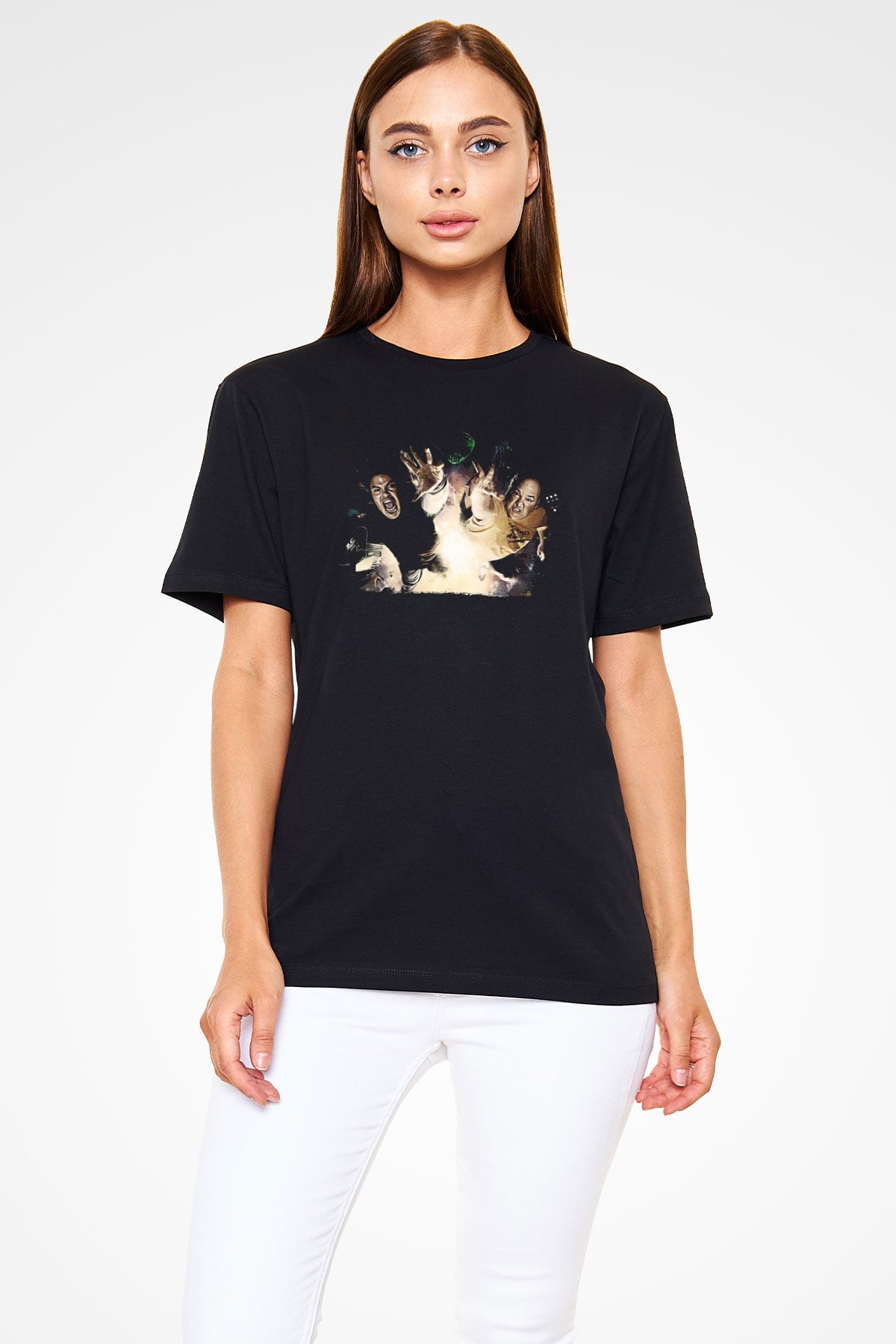 Teracious D Baskılı Unisex Siyah Tişört - Tshirt