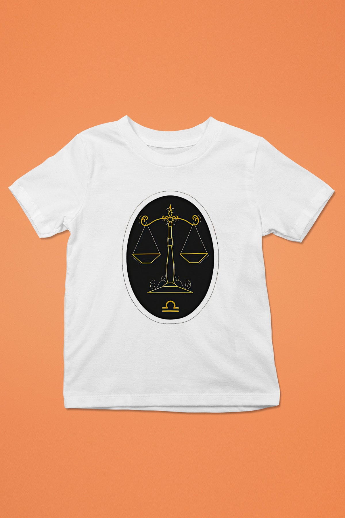 Terazi Burcu Baskılı Beyaz Unisex Beyaz Çocuk Tişört - Tshirt