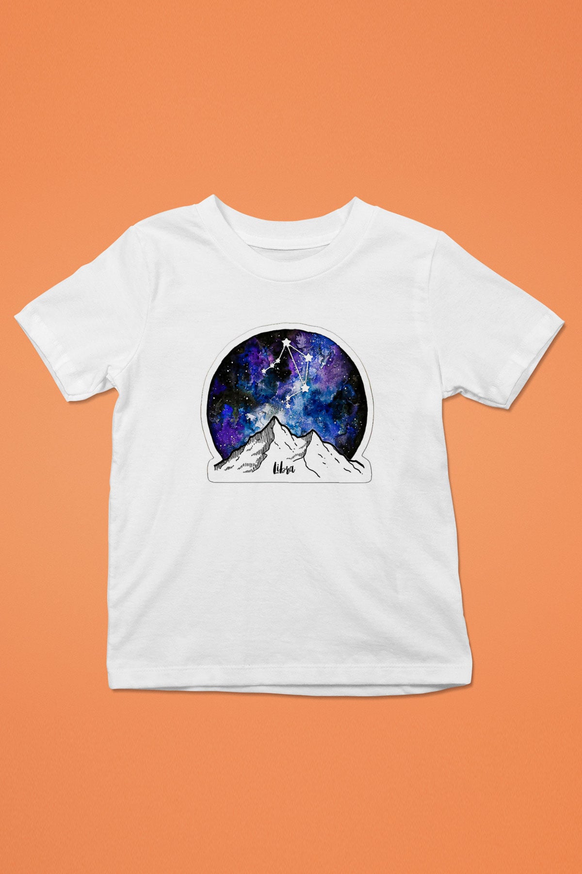 Terazi Burcu Baskılı Beyaz Unisex Beyaz Çocuk Tişört - Tshirt