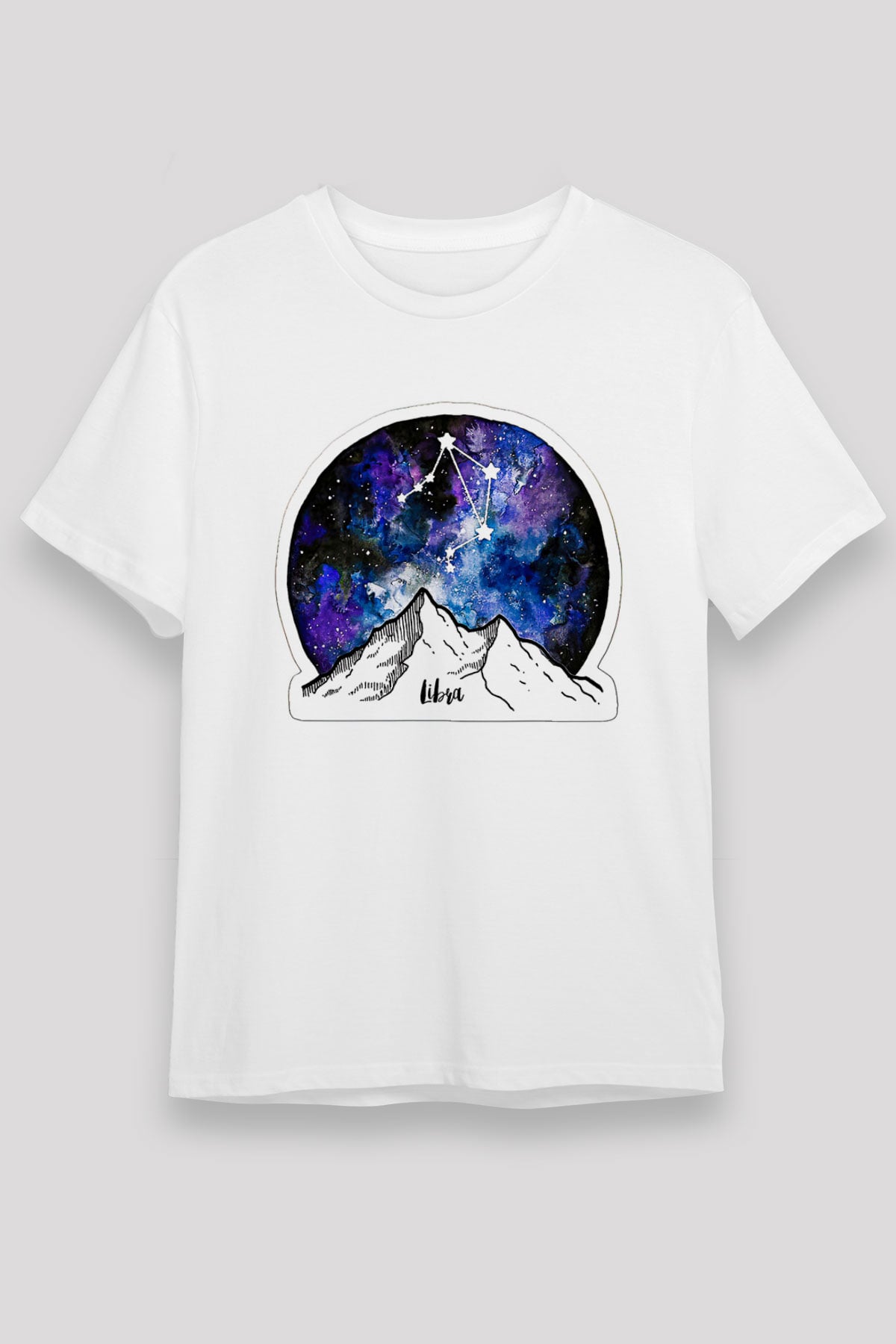 Terazi Burcu Unisex Baskılı Beyaz Tişört - Tshirt