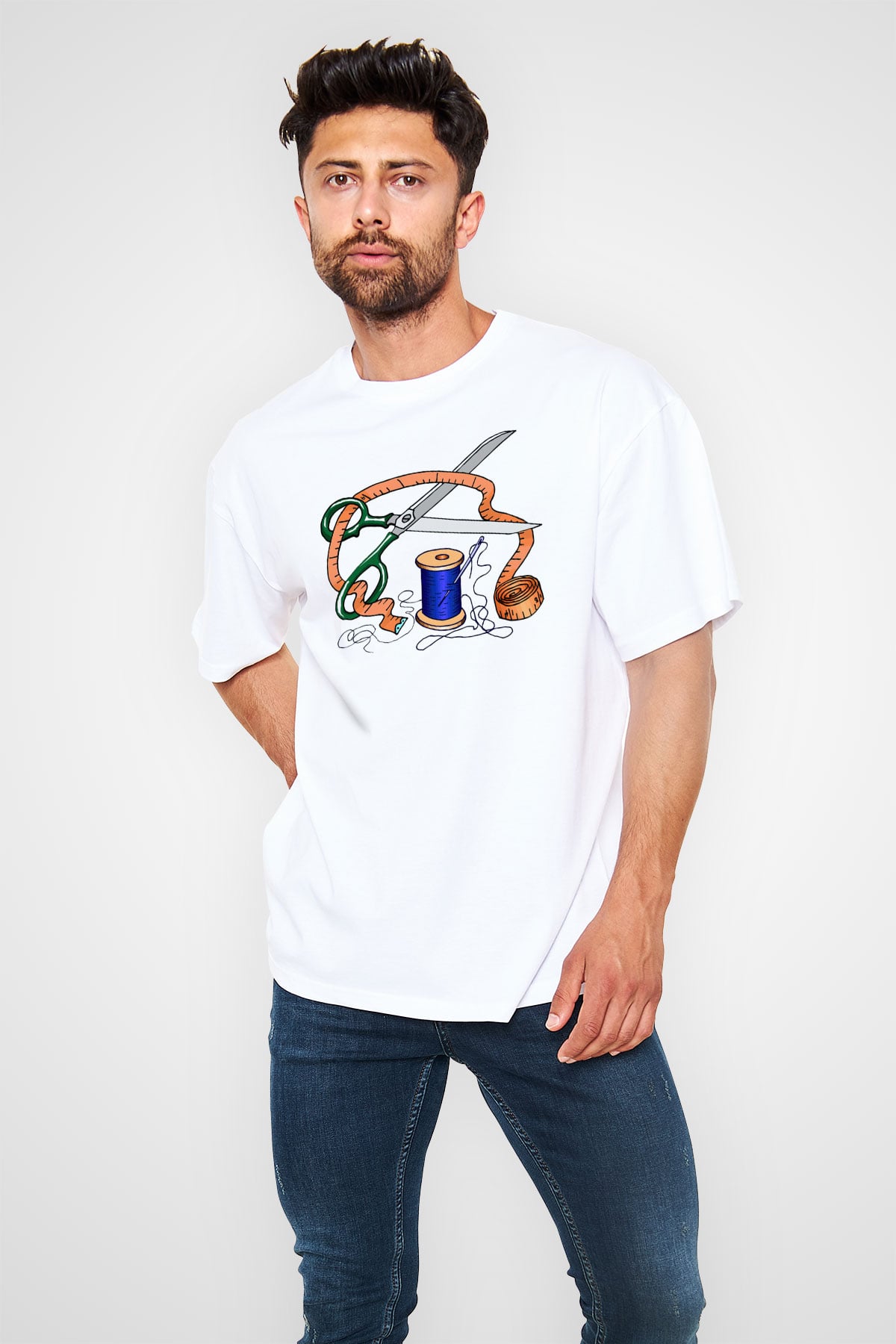 Terzi Beyaz Unisex Oversize Tişört T-Shirt